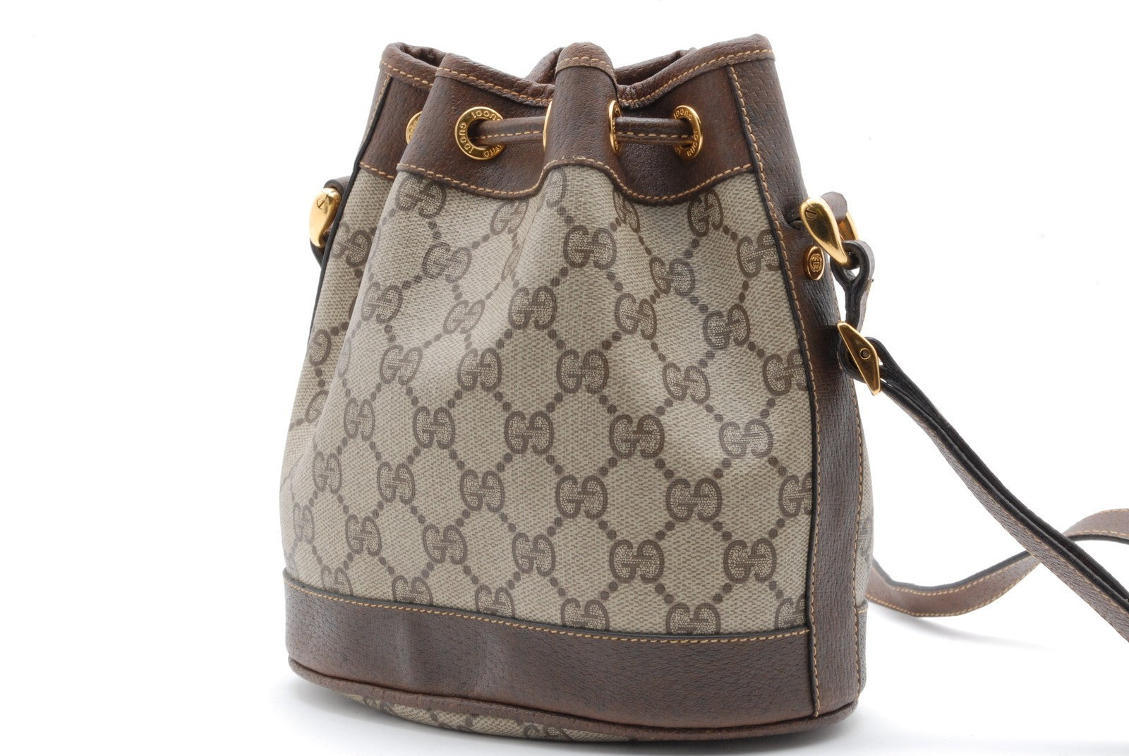 Gucci GG Supreme Drawstring Bag Shoulder Bag - Brown, PVC Leather