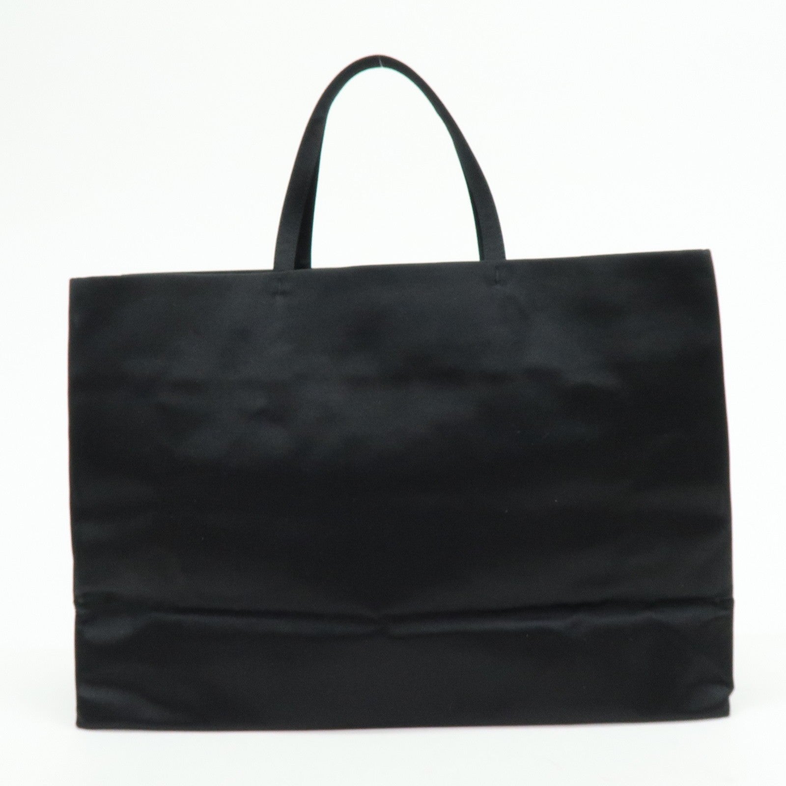Prada Triangle Logo Tote Hand Bag - Black, Satin