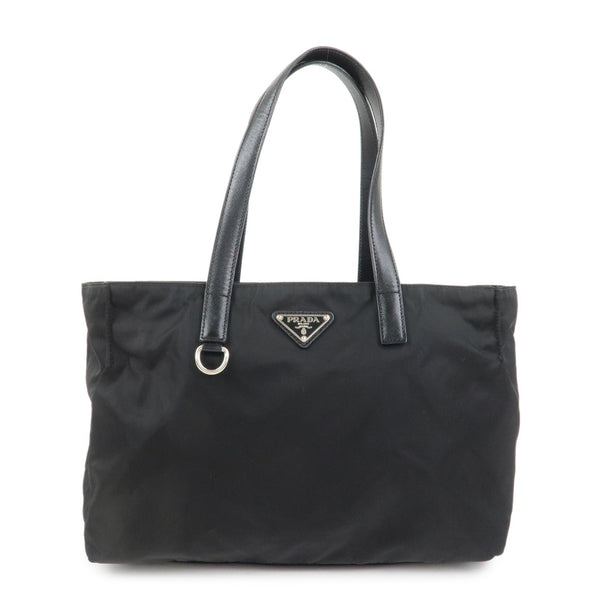 Prada Triangle Logo Tote Shoulder Bag - Black, Nylon Saffiano Leather