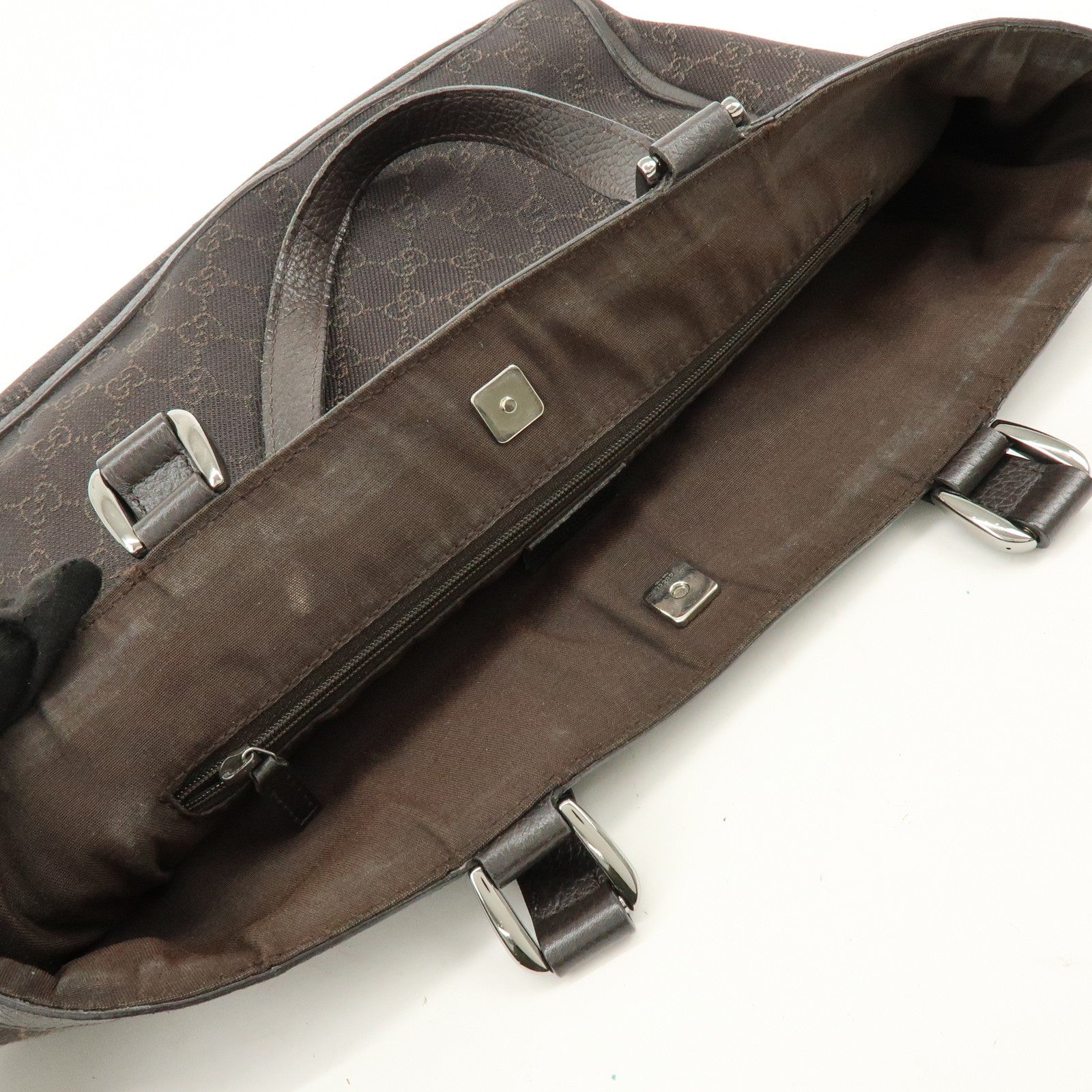 Gucci Abbey Tote Bag - Brown, GG Canvas, Leather