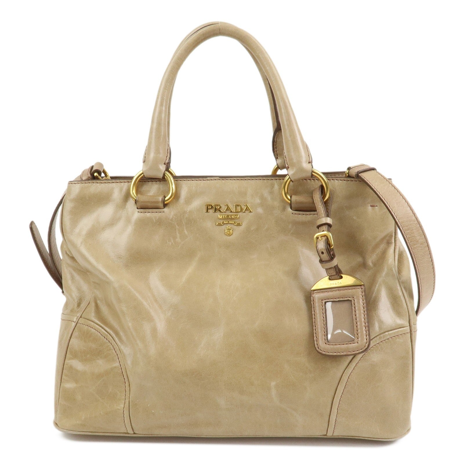 Prada 2Way Bag Hand Bag - Beige, Leather