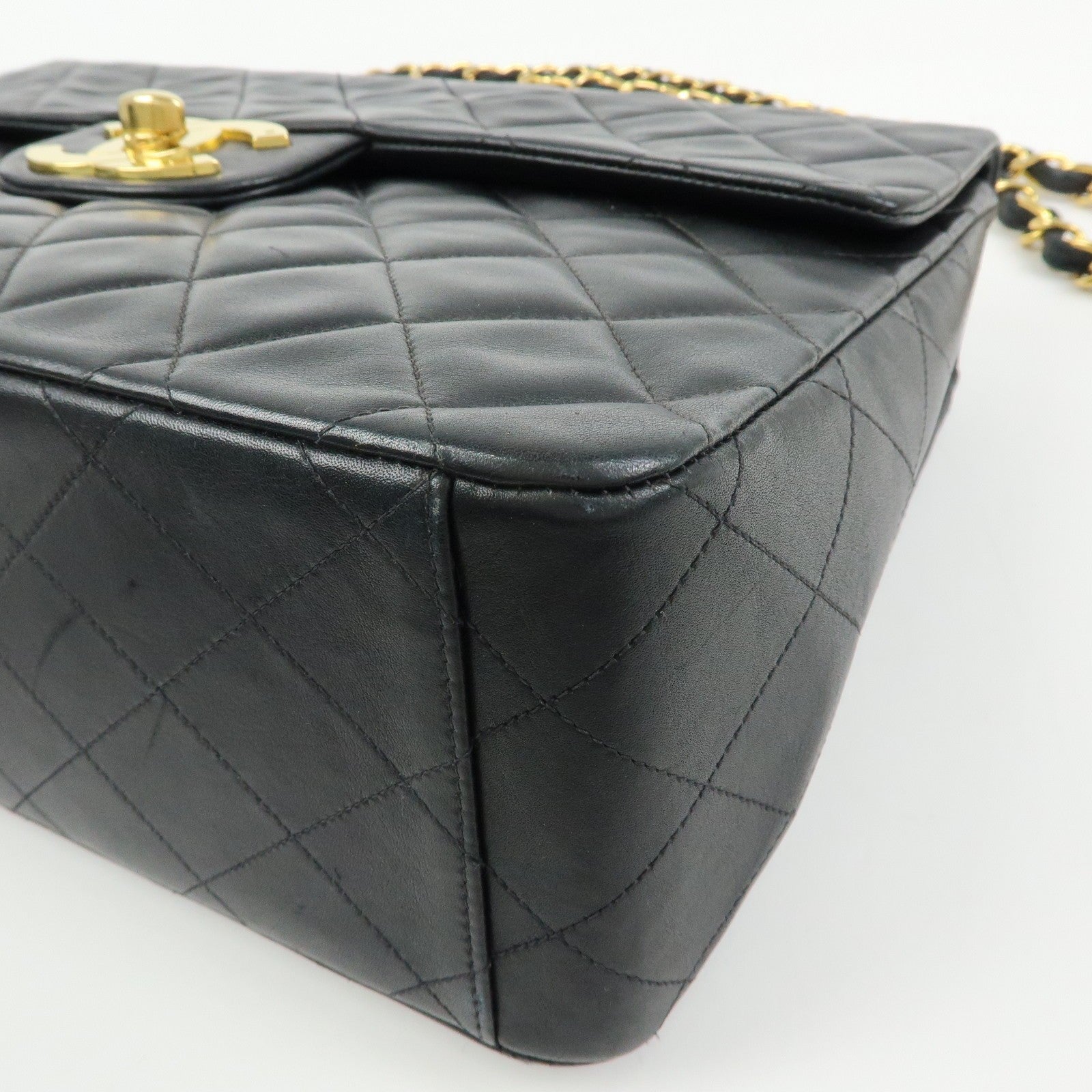 CHANEL Jumbo Matelasse 34 Lamb Skin Chain Shoulder Bag Black