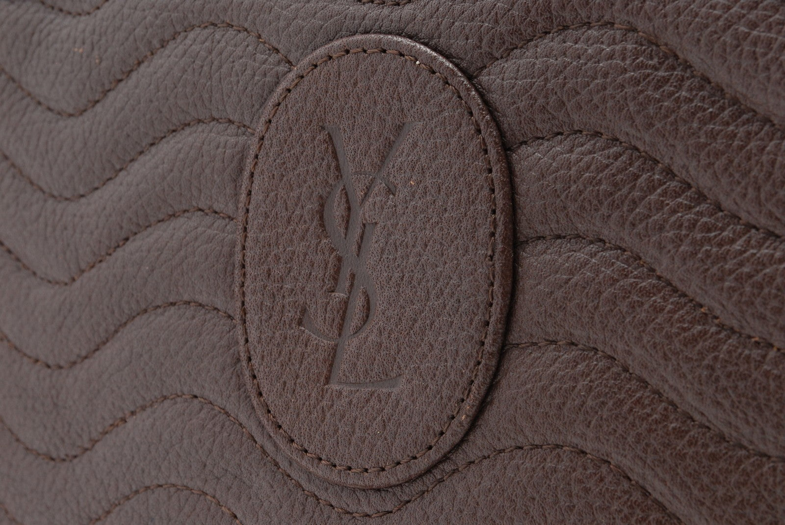 Saint Laurent Yves Leather Clutch Bag - Brown, Leather 