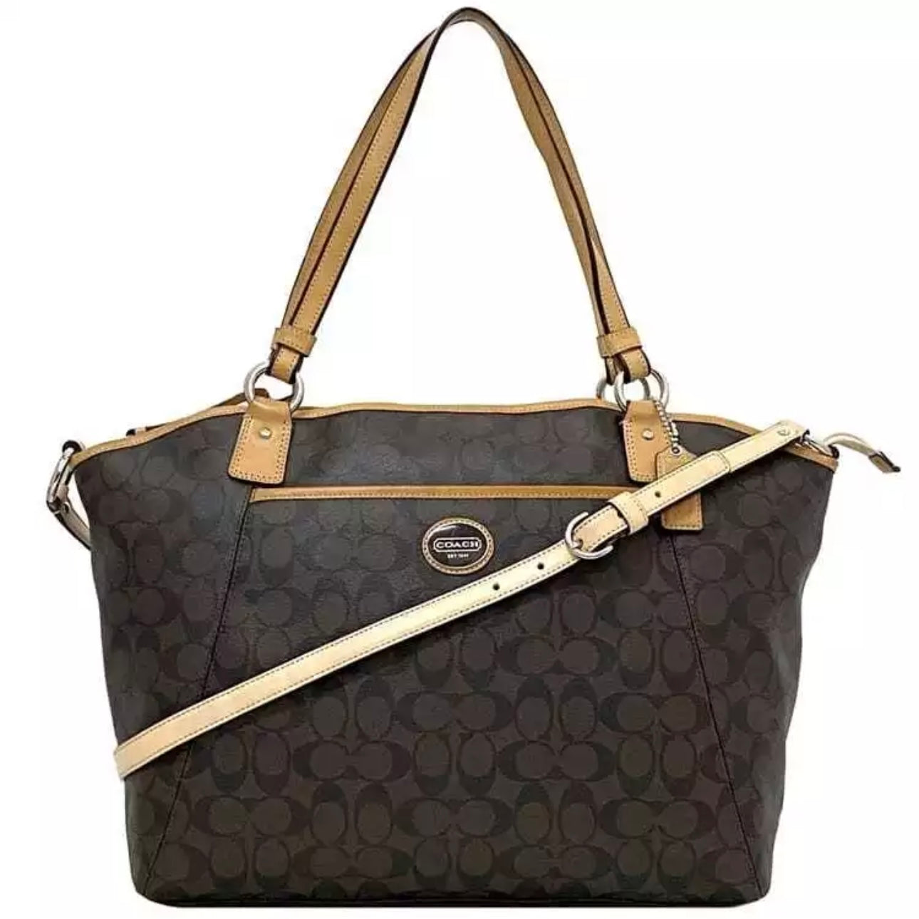 Coach Signature 2way bag Brown PVC leather