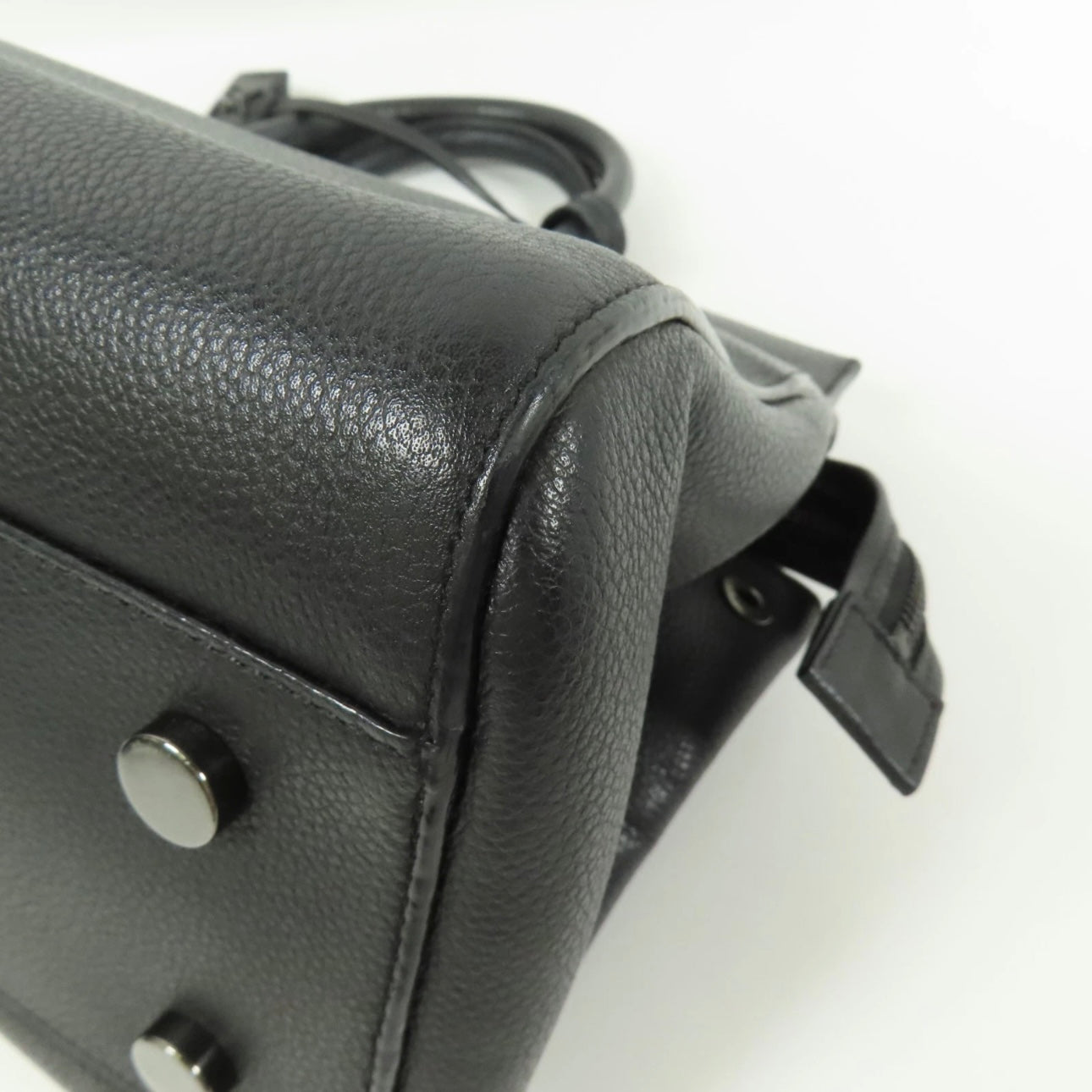 SAINT LAURENT YSL Cabas Rive Gauche 2way Shoulder Bag Calfskin Leather Black