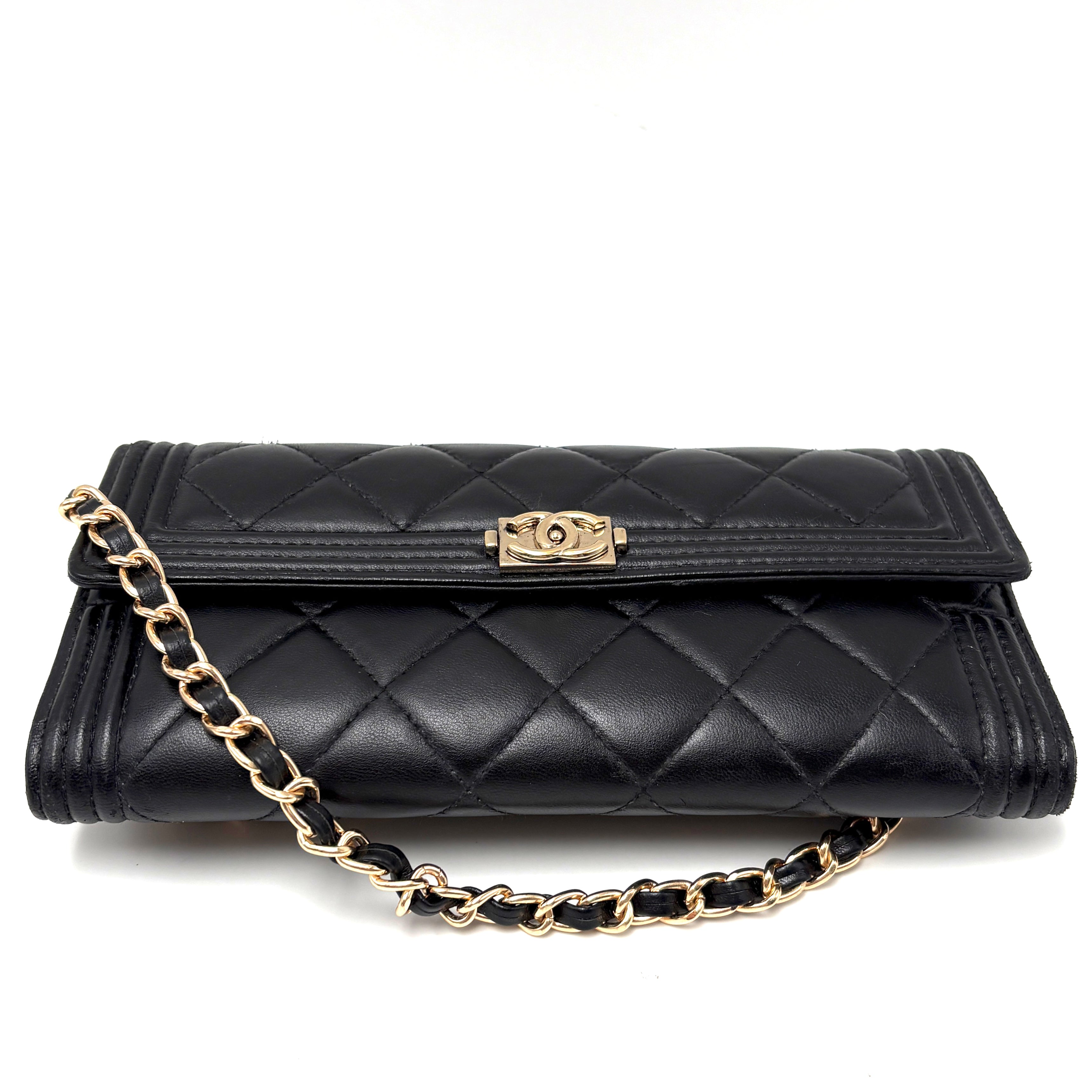 Chanel Boy Matelasse Flap long Wallet Lambskin
