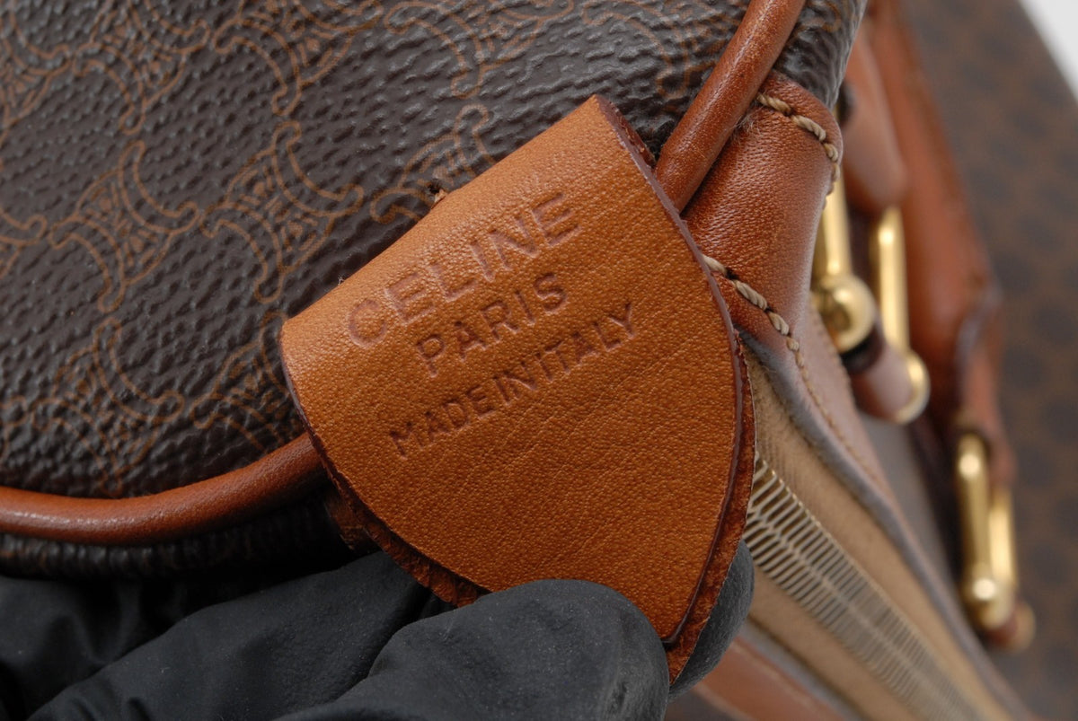 Celine Macadam Boston Handbag - Brown, PVC Leather
