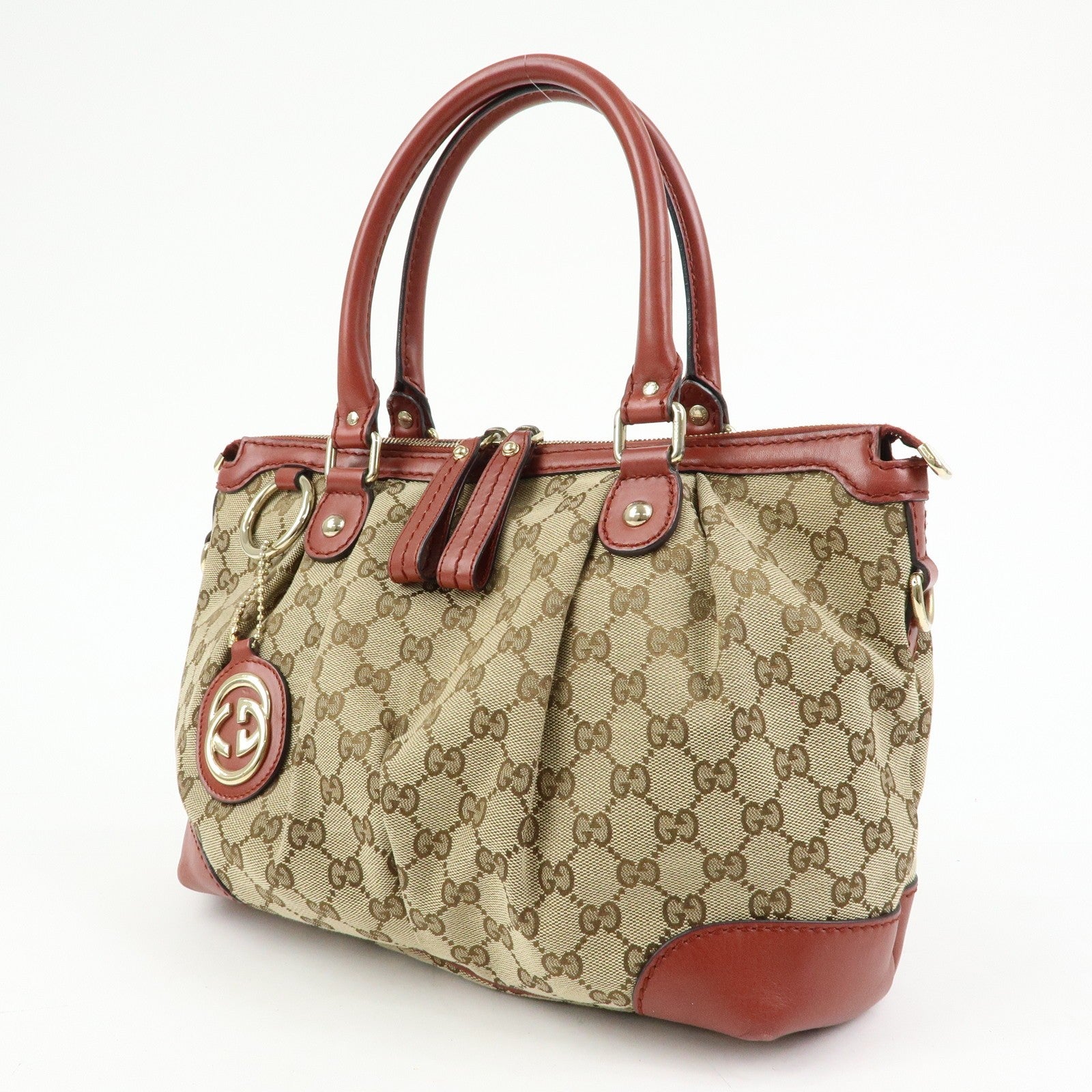 Gucci 2 Way Bag - Beige, Canvas Leather