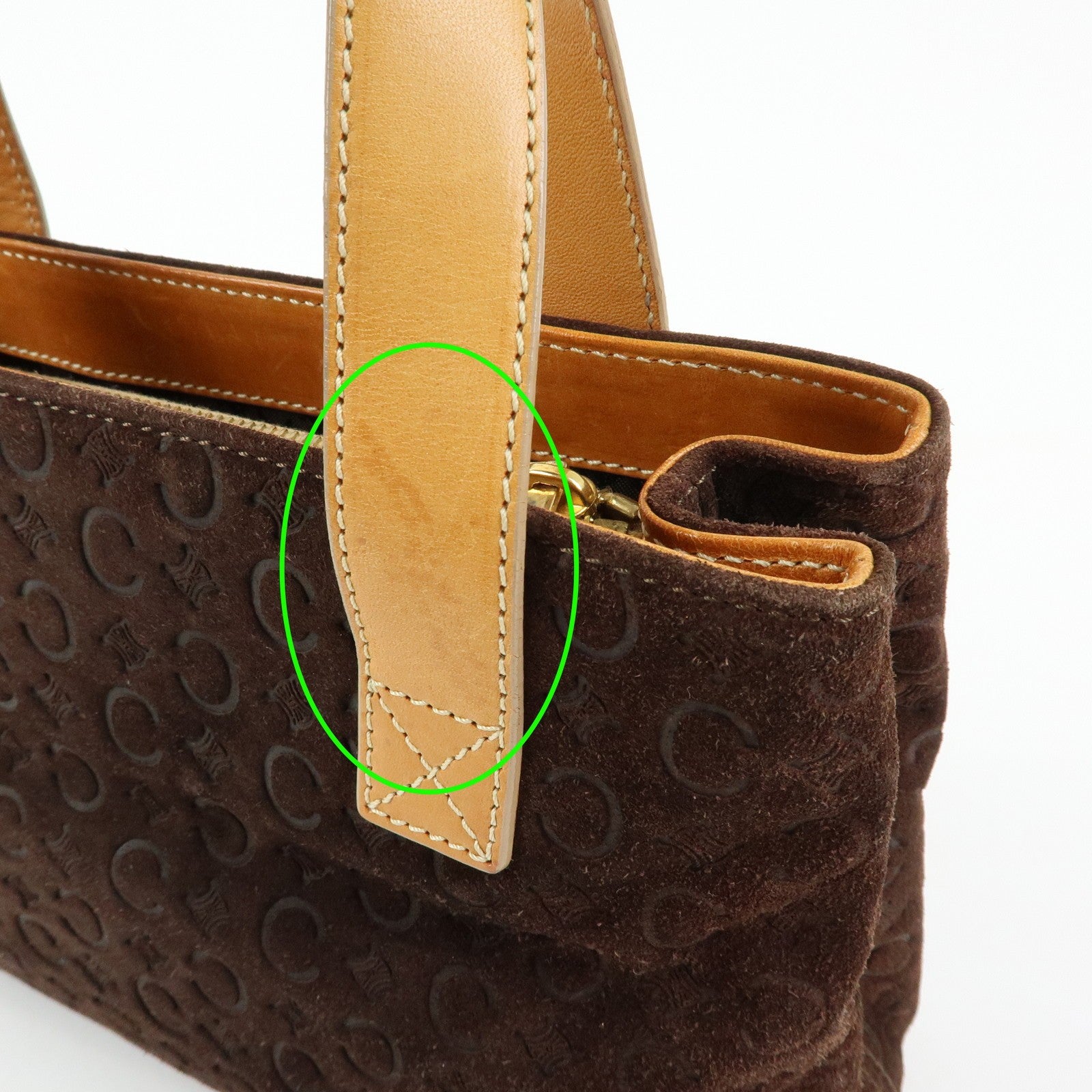 Celine C Macadam Hand Bag - Dark Brown, Suede Leather