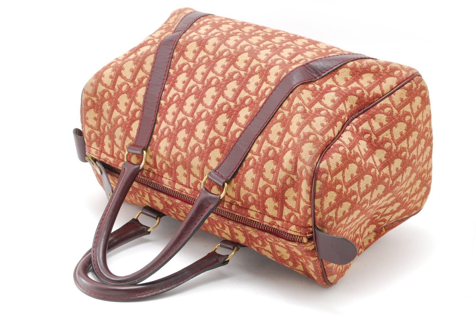 Christian Dior Trotter Boston Handbag - Red Bordeaux, Canvas