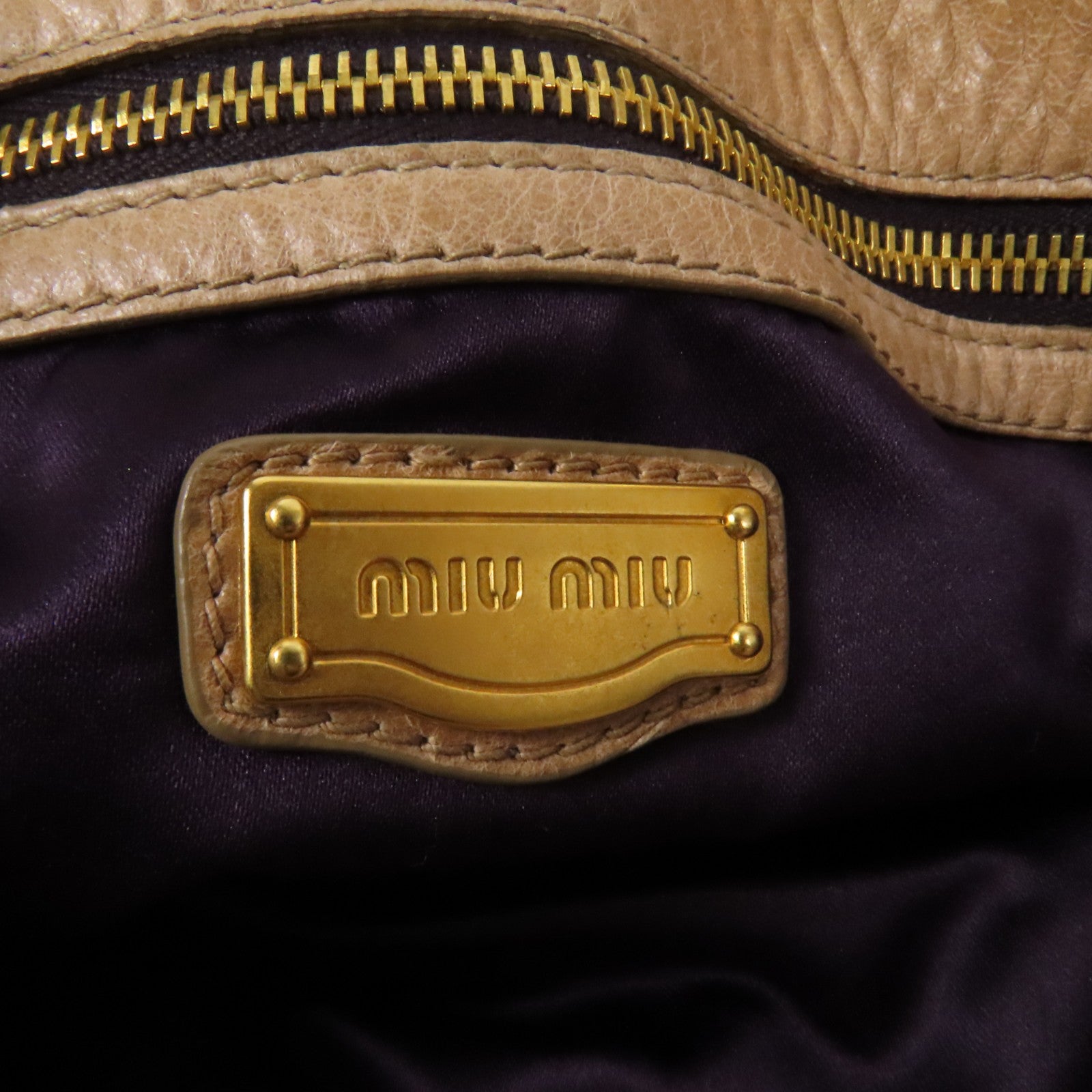 Miu Miu GHW 2way Shoulder Bag - Beige, Calfskin Leather