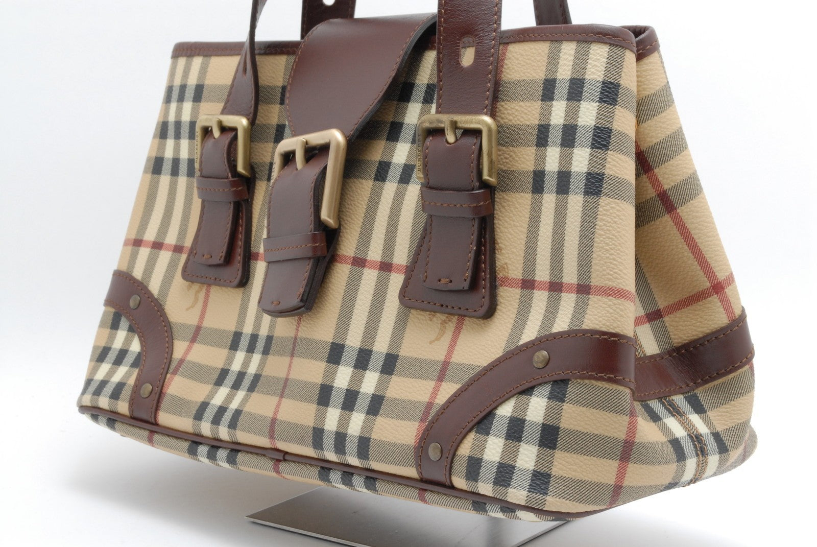 Burberry Nova Check Shadow Hand Tote Bag - Brown, Leather