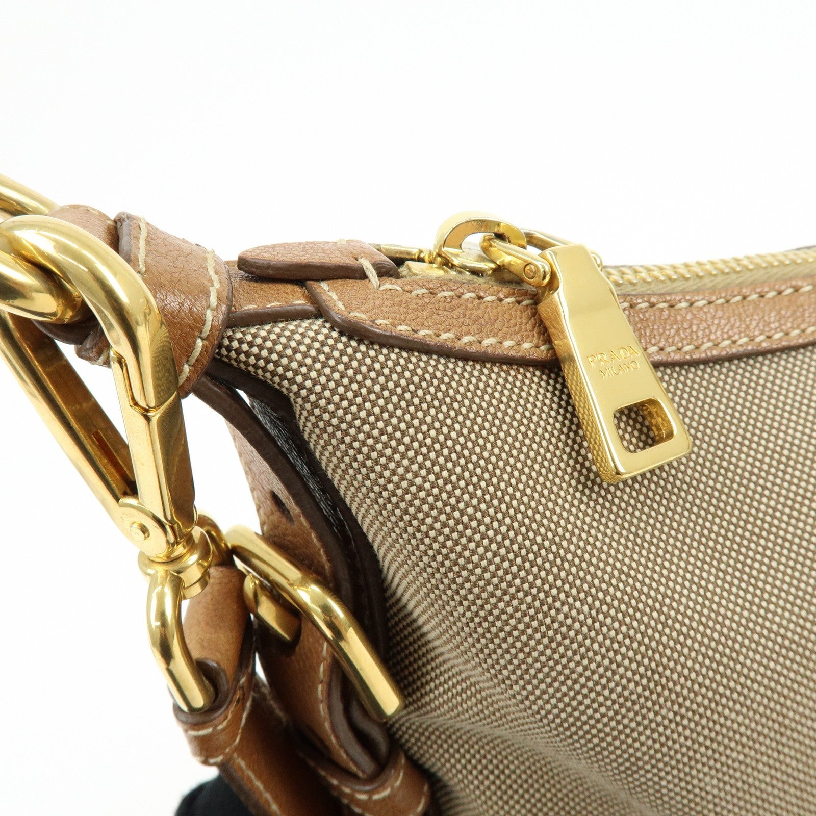 Prada Shoulder Bag - Brown, Jacquard Canvas, Leather