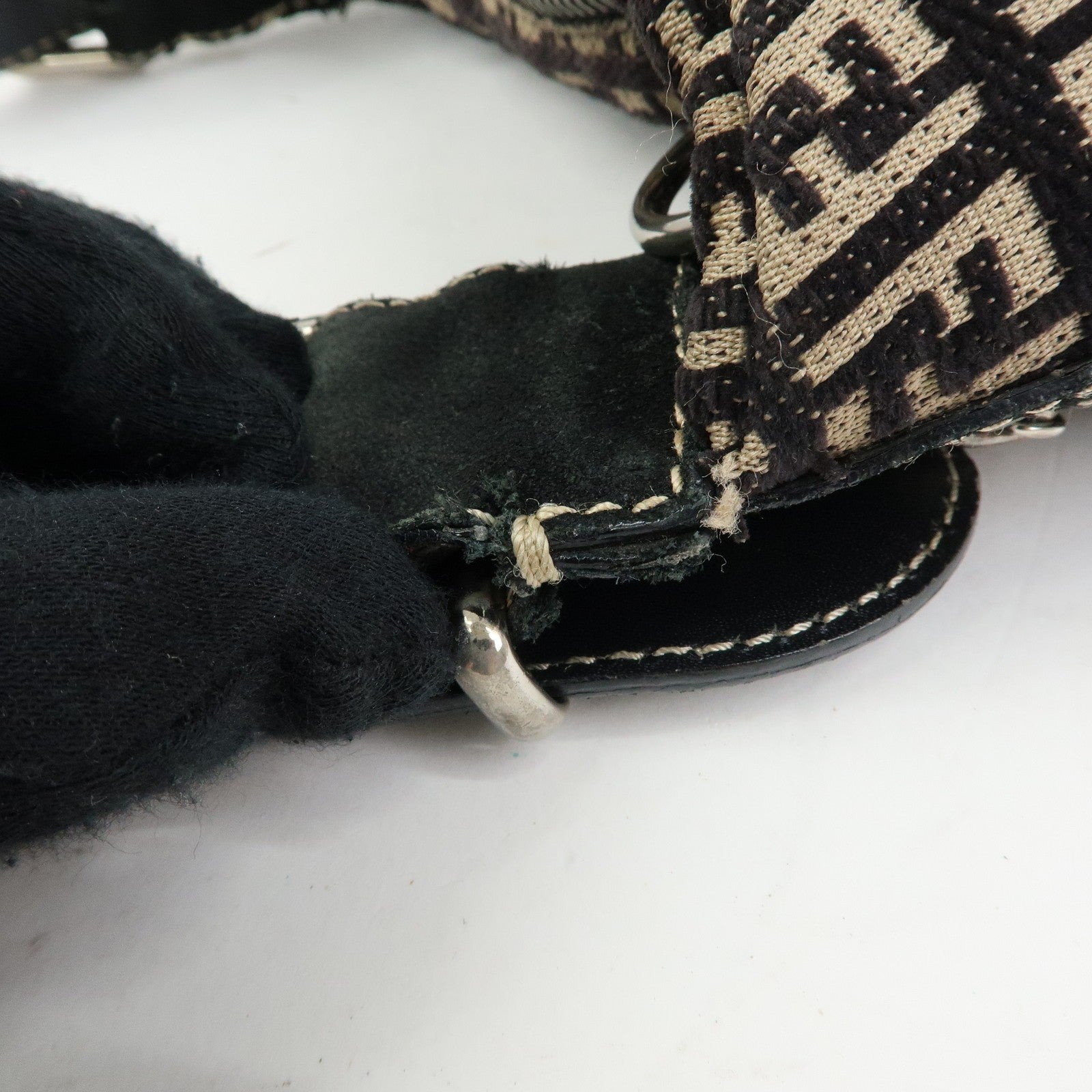 Fendi Shoulder Bag - Black and Beige, Jacquard Canvas and Suede