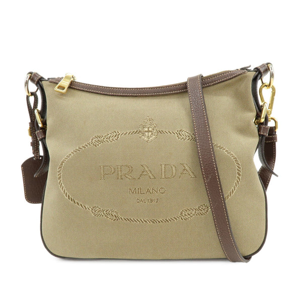 Prada Logo Jacguard Shoulder Bag - Brown, Leather
