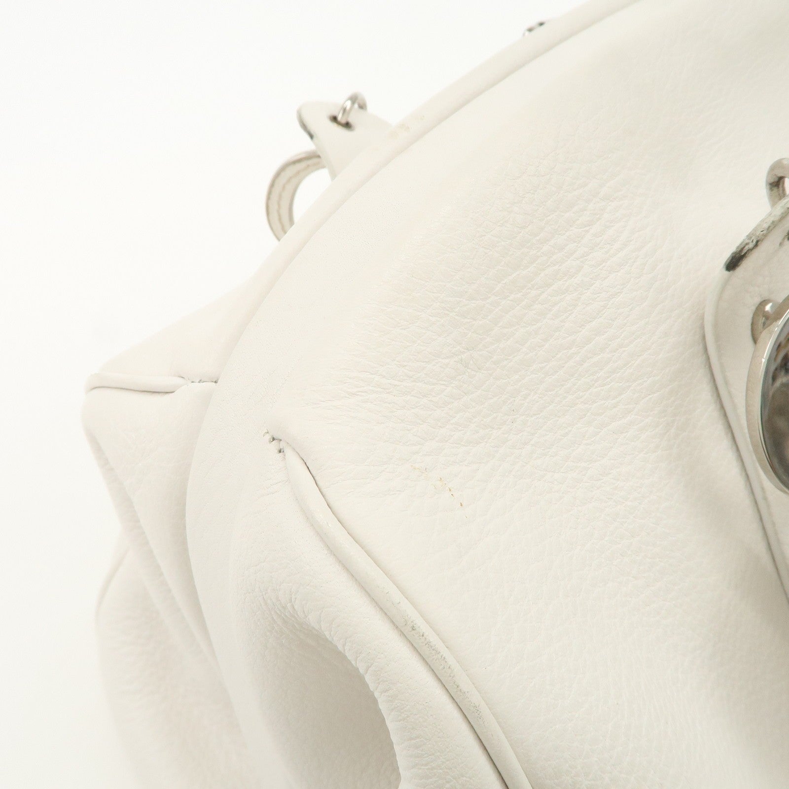 Christian Dior Logo Hand Bag - White, Leather