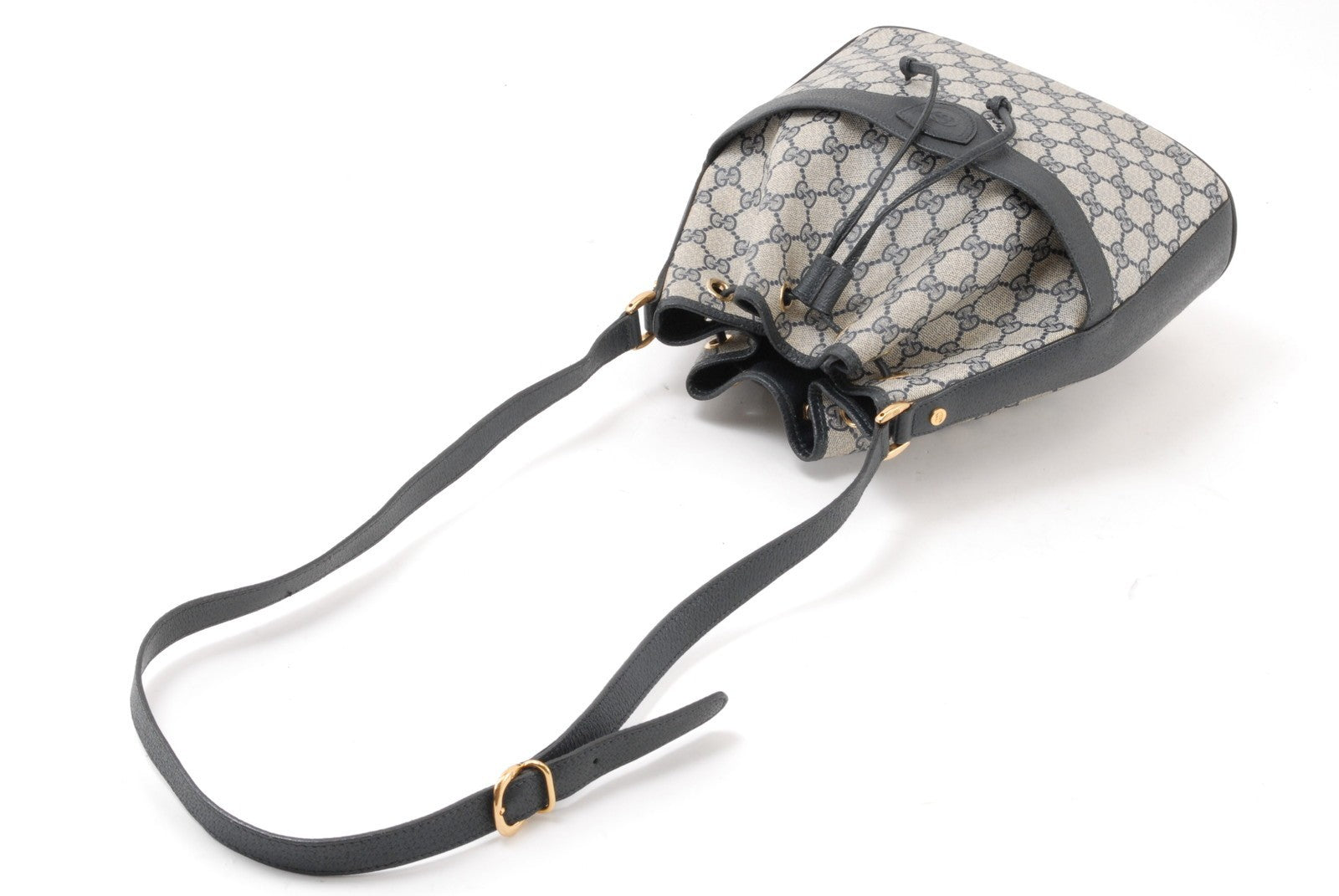 Gucci GG Bucket Bag Shoulder Bag - Navy Blue, Canvas and Leather