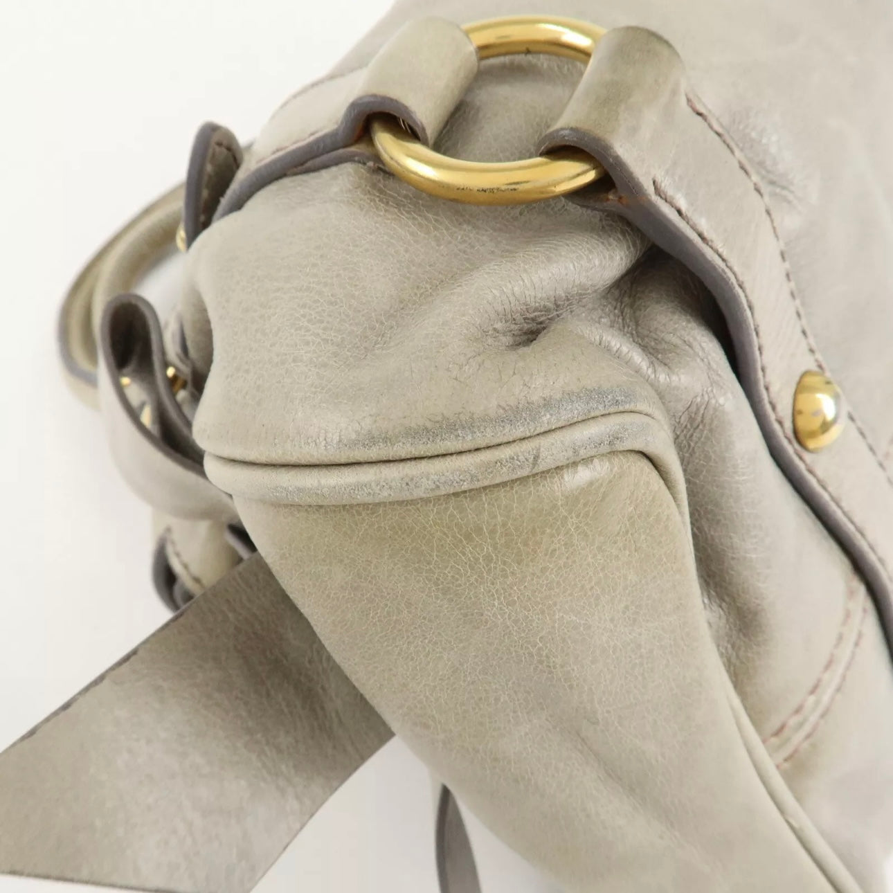 MIU MIU Leather Hand& Shoulder Bag Beige