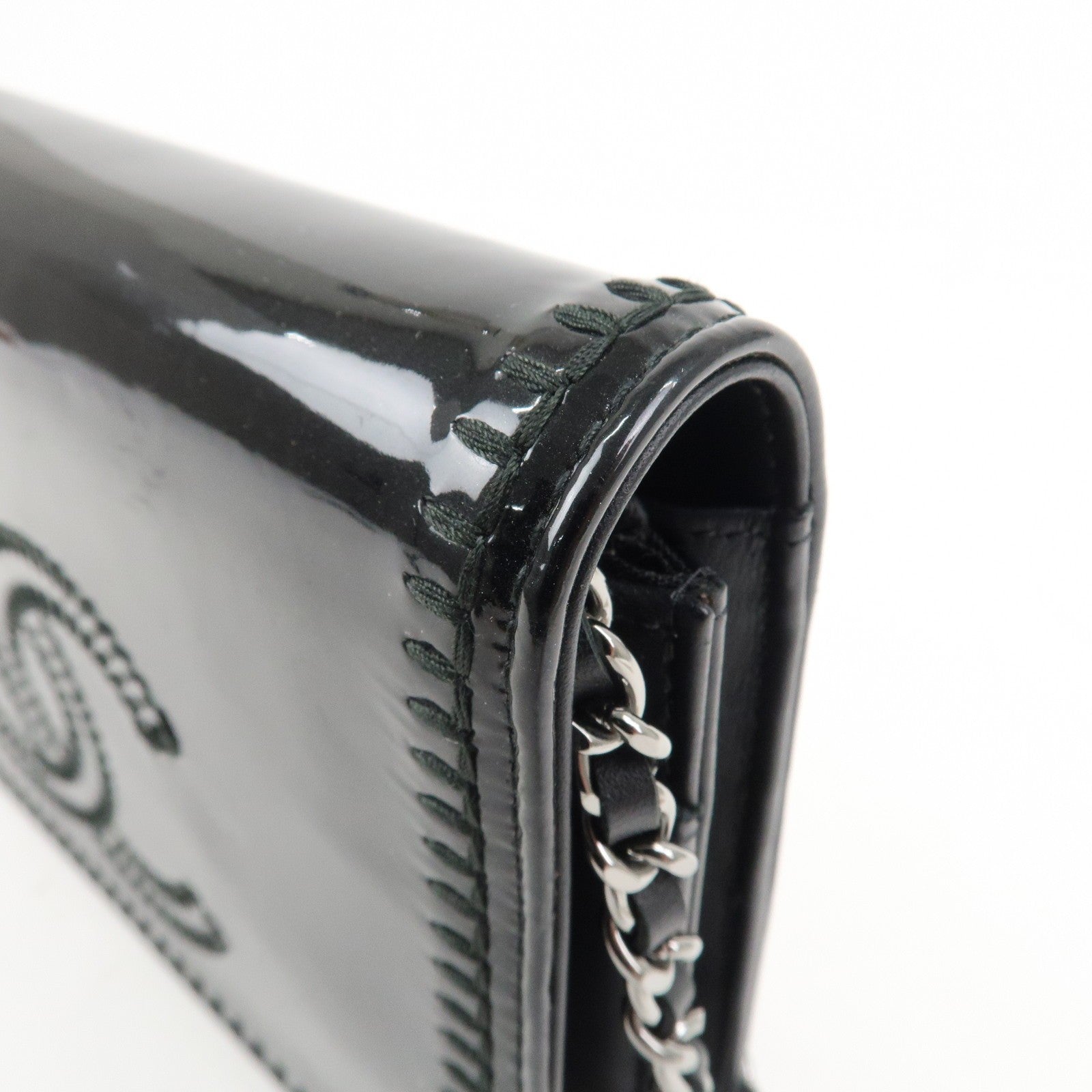 Chanel Coco Mark Wallet Shoulder Bag - Black, Patent Leather