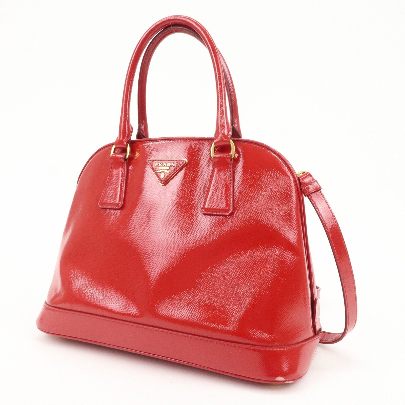 Prada BN2567 Hand Bag - Red, Patent Leather 
