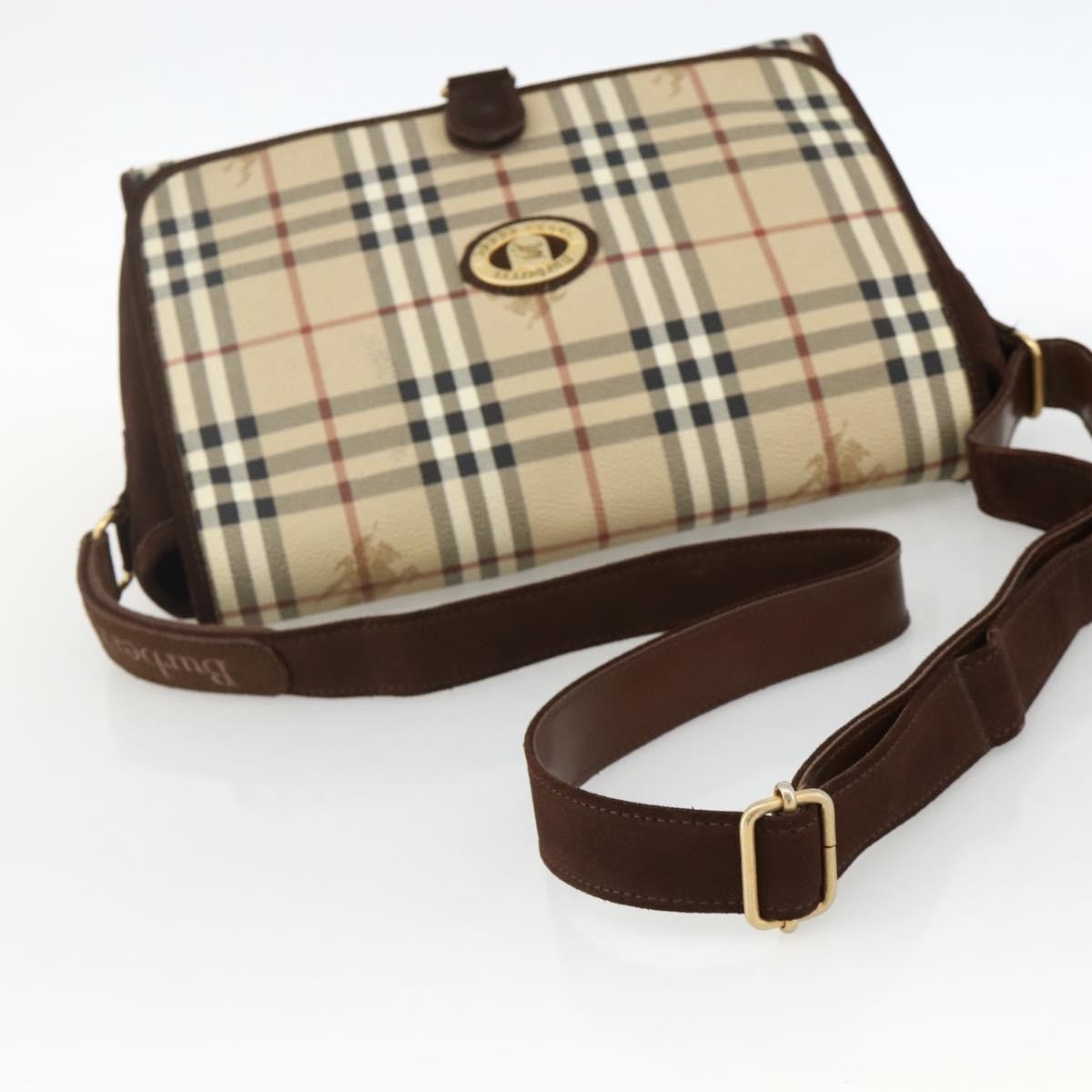 Burberrys Nova Check Shoulder Bag - Beige / Gold, PVC Leather