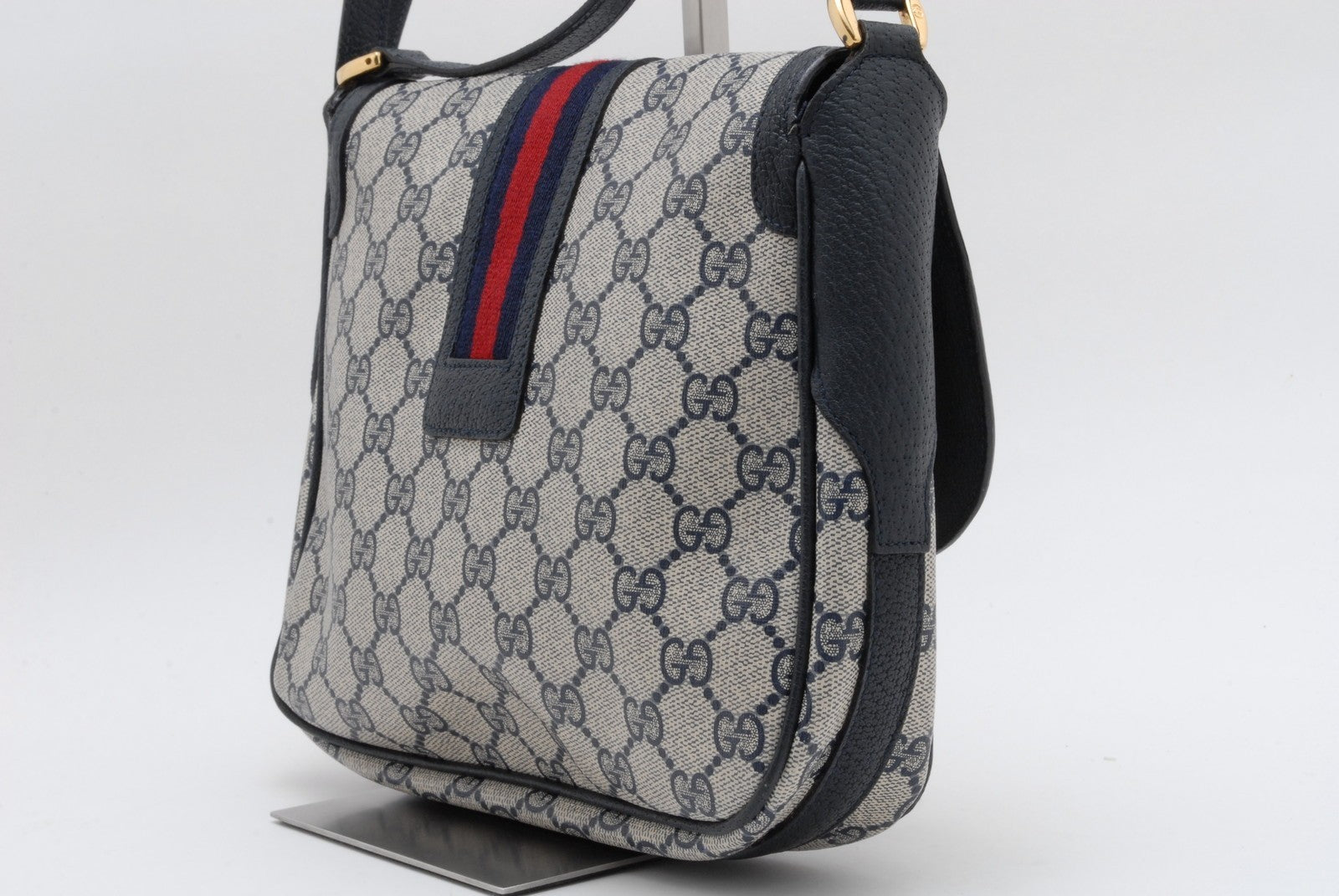 Gucci GG Supreme Shoulder Bag - Navy Blue, Canvas