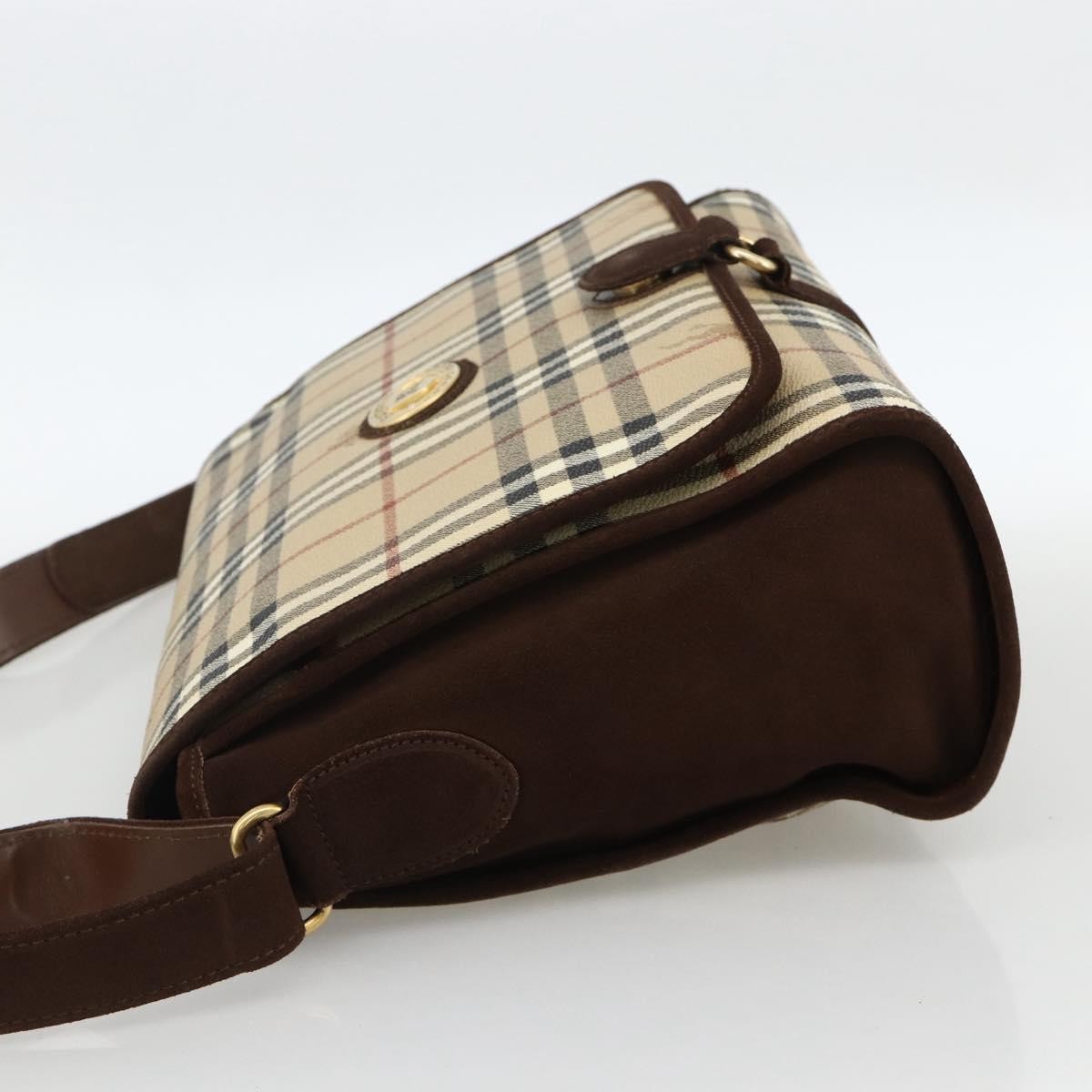 Burberrys Nova Check Shoulder Bag - Beige / Gold, PVC Leather