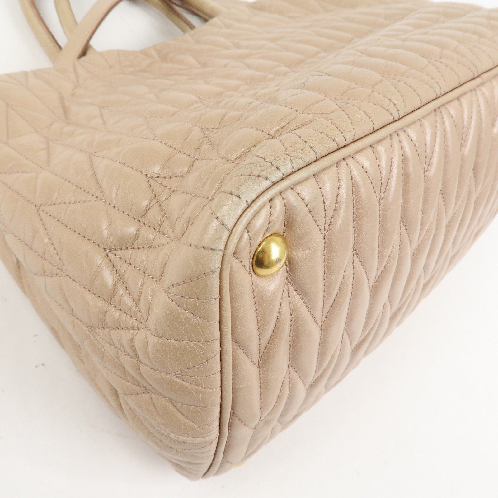 Miu Miu Leather Ribbon 2Way Shoulder Bag Beige, Leather