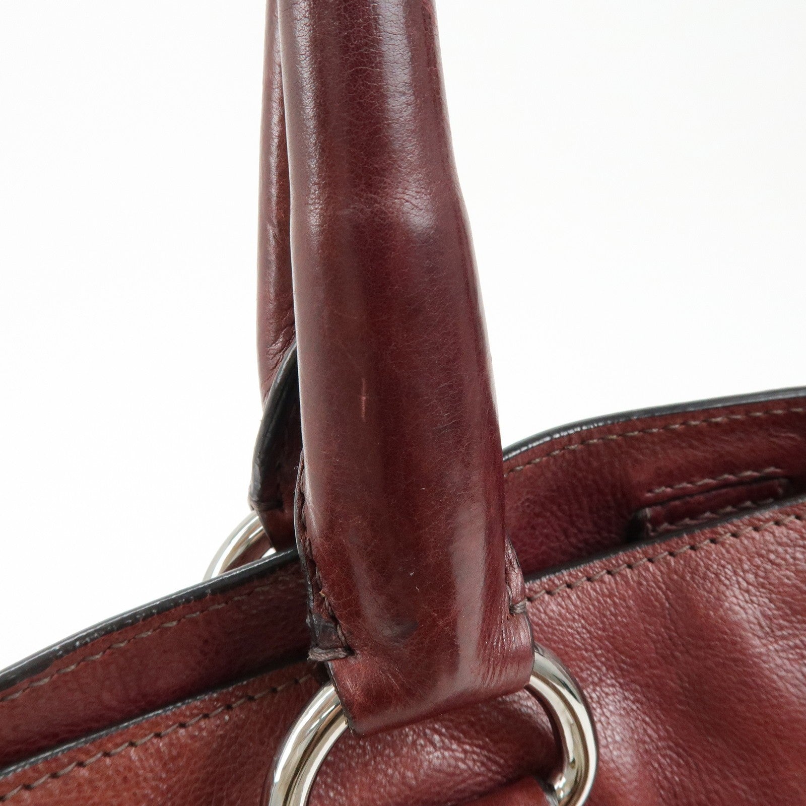 Prada Triangle Logo Tote Bag - Bordeaux, Leather