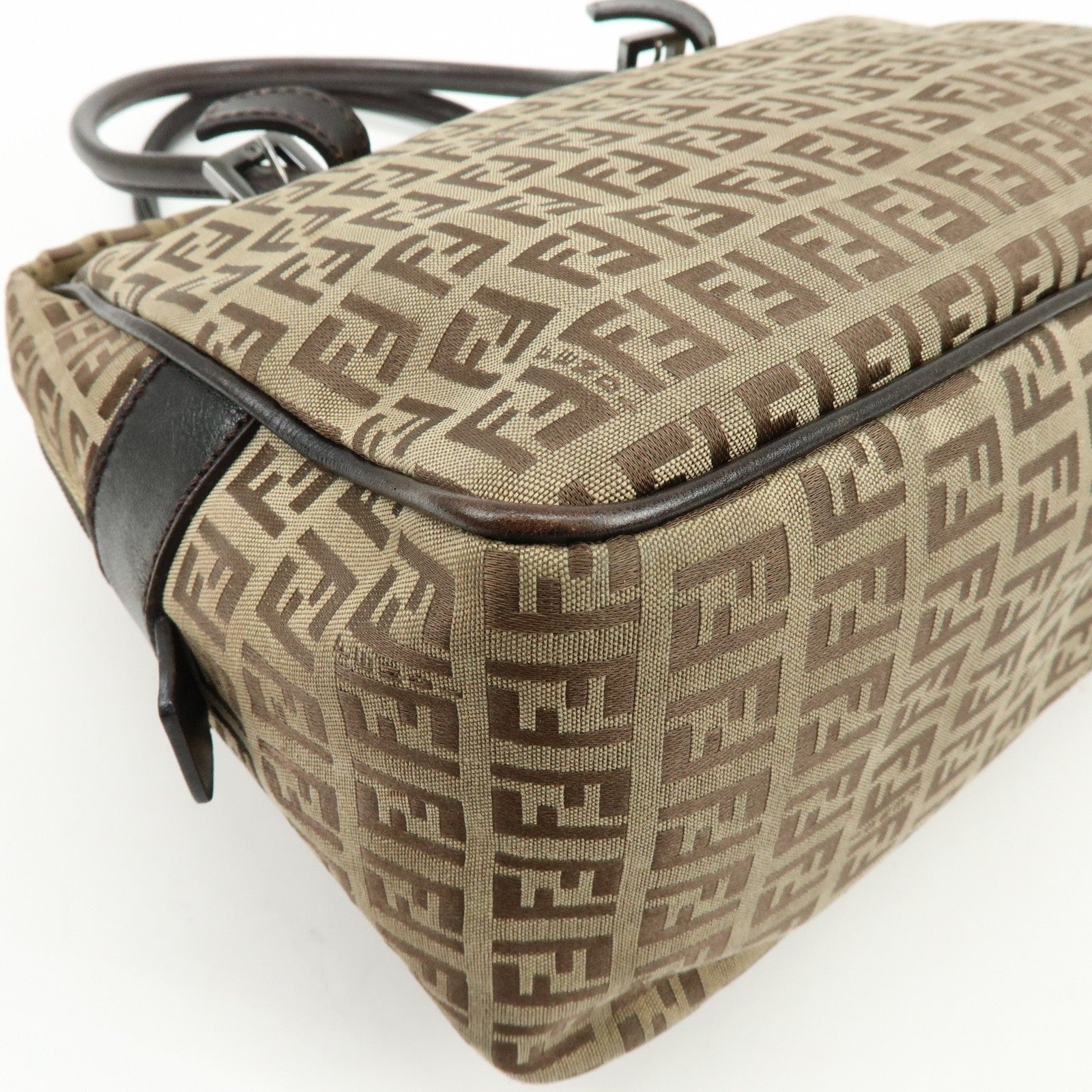 Fendi Zucchino Boston Shoulder Bag - Beige, Canvas Leather