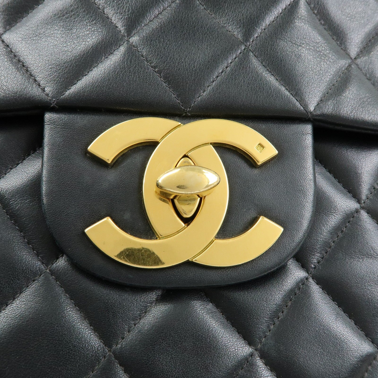 CHANEL Jumbo Matelasse 34 Lamb Skin Chain Shoulder Bag Black