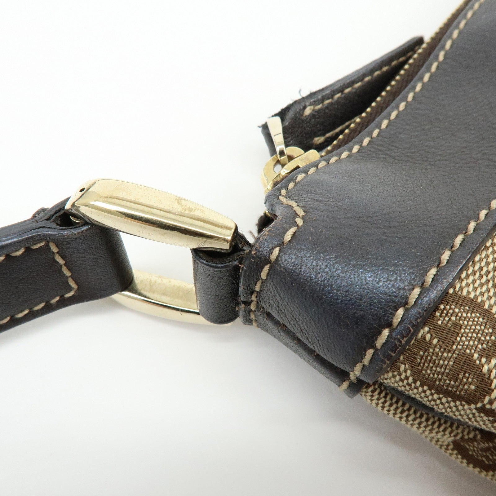 Gucci 203257 Shoulder Crossbody Bag - Brown, GG Canvas, Leather