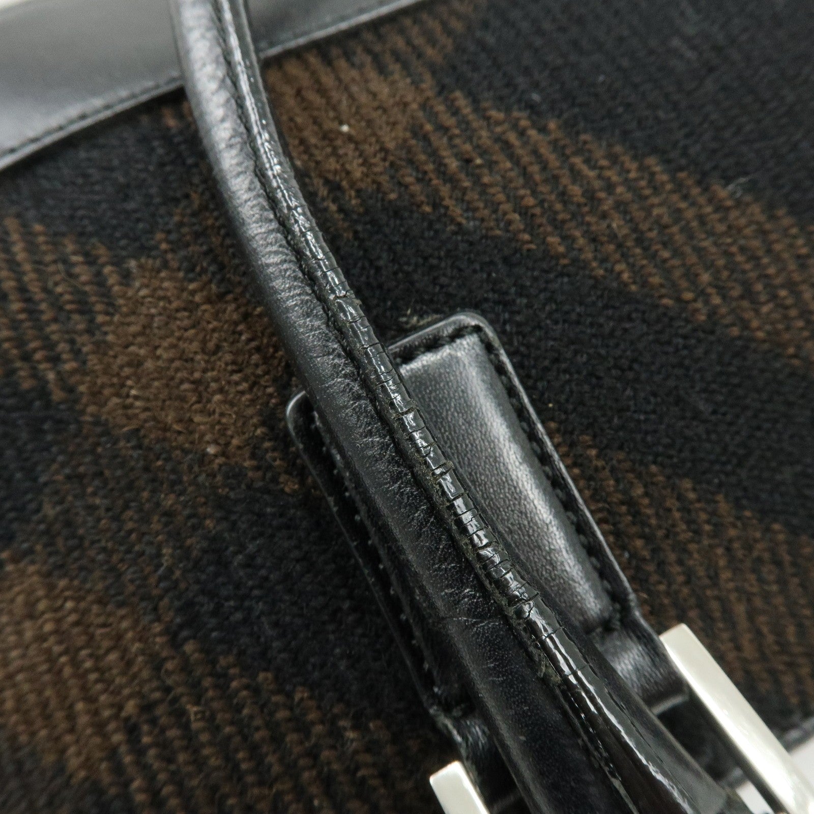 Burberry Shoulder Hand Bag - Black Brown, Canvas Leather