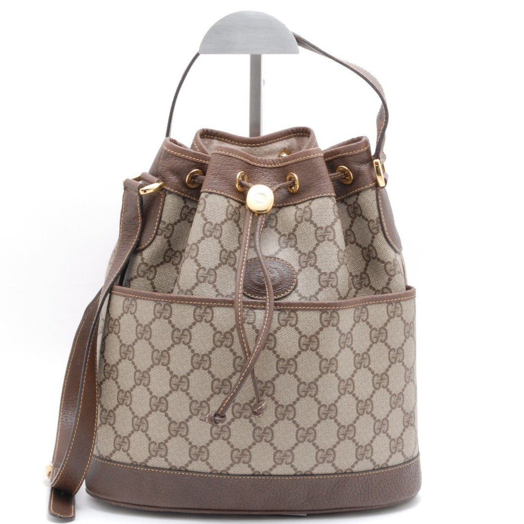 Gucci GG Supreme Drawstring Bag Shoulder Bag - Brown, PVC Leather