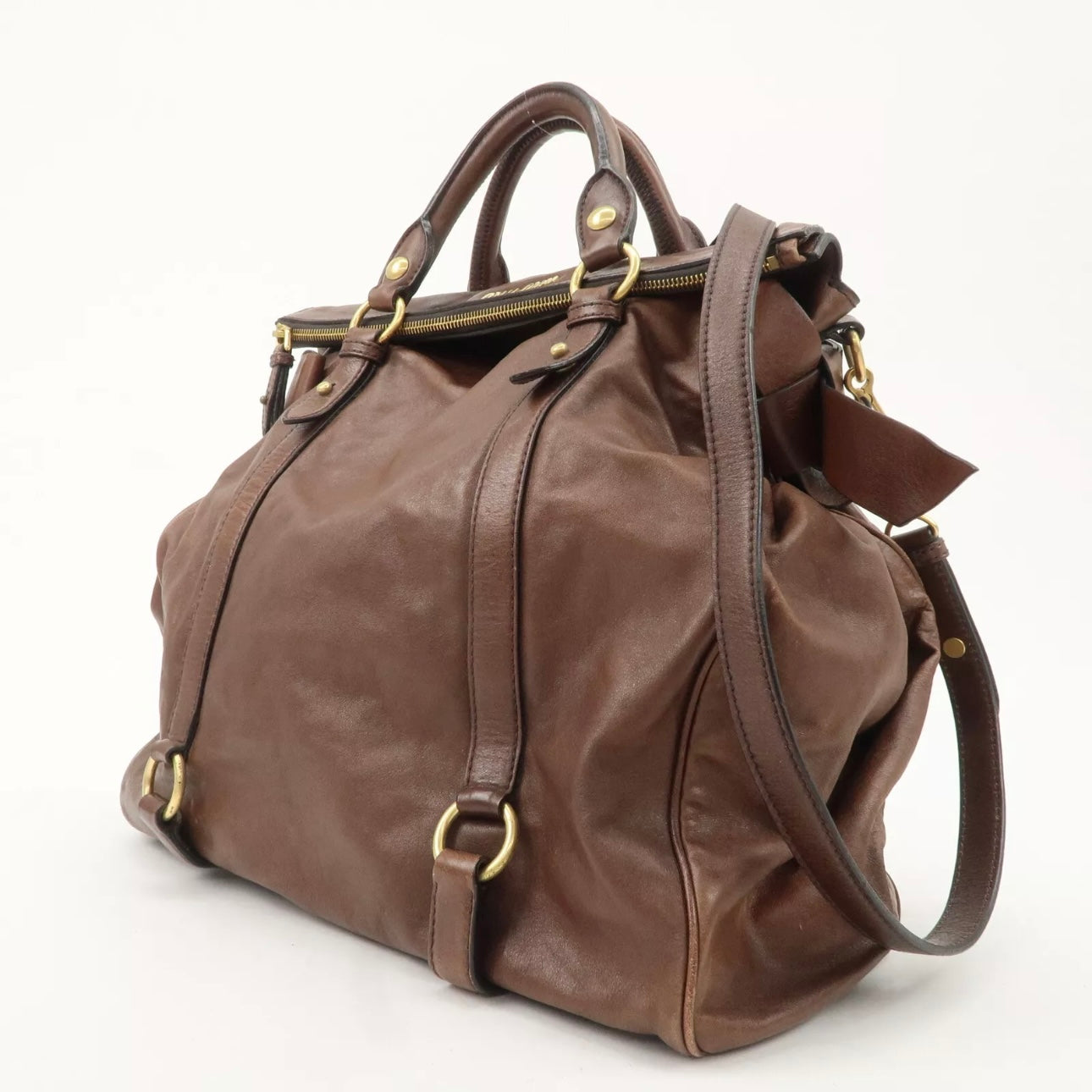 MIU MIU Leather Shoulder Bag Brown