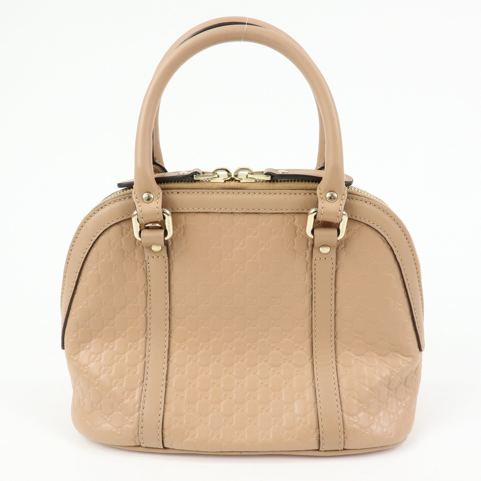 GUCCI Microguccissima Leather Bag Hand Bag Beige