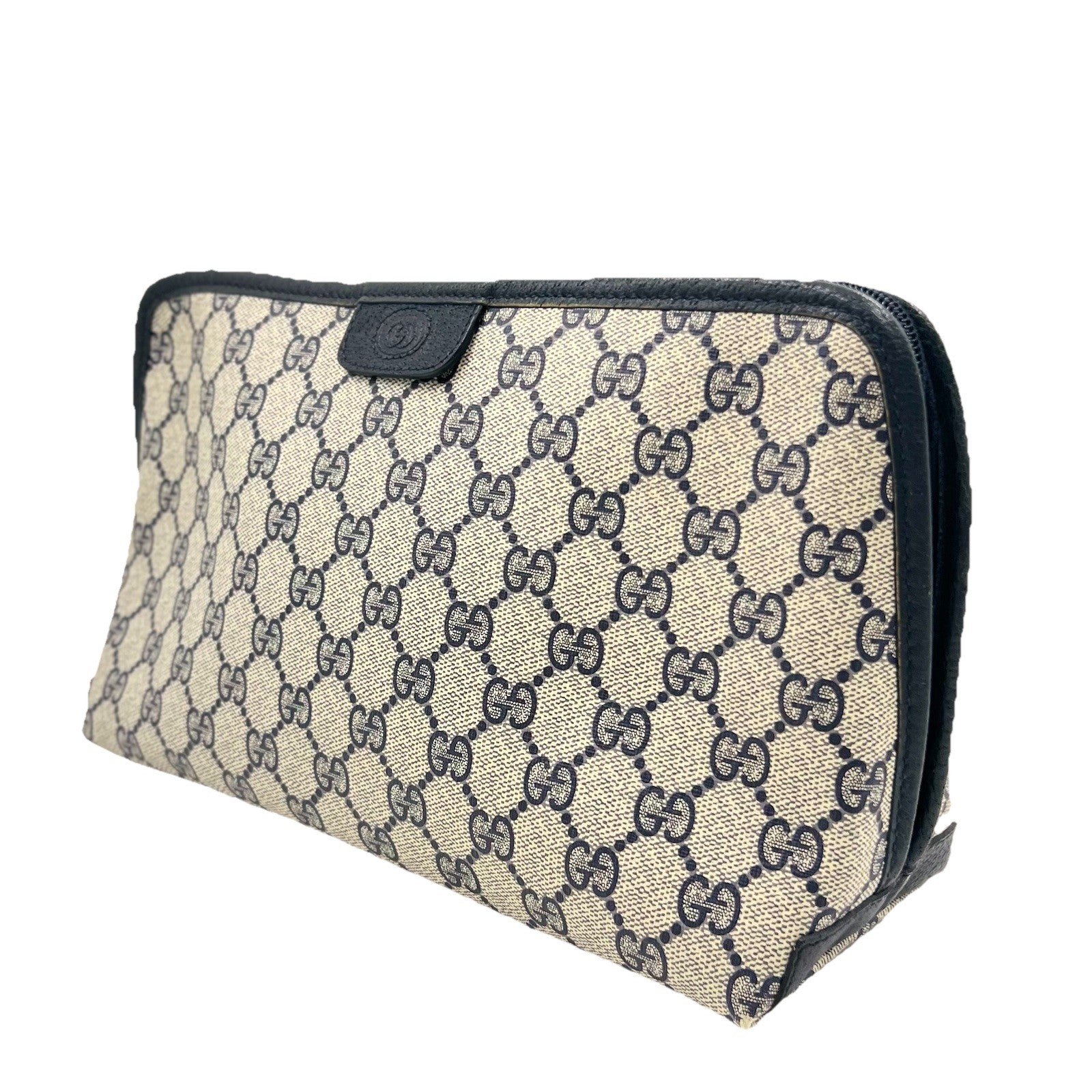 Gucci GG Supreme Clutch - Gold Navy, PVC Leather