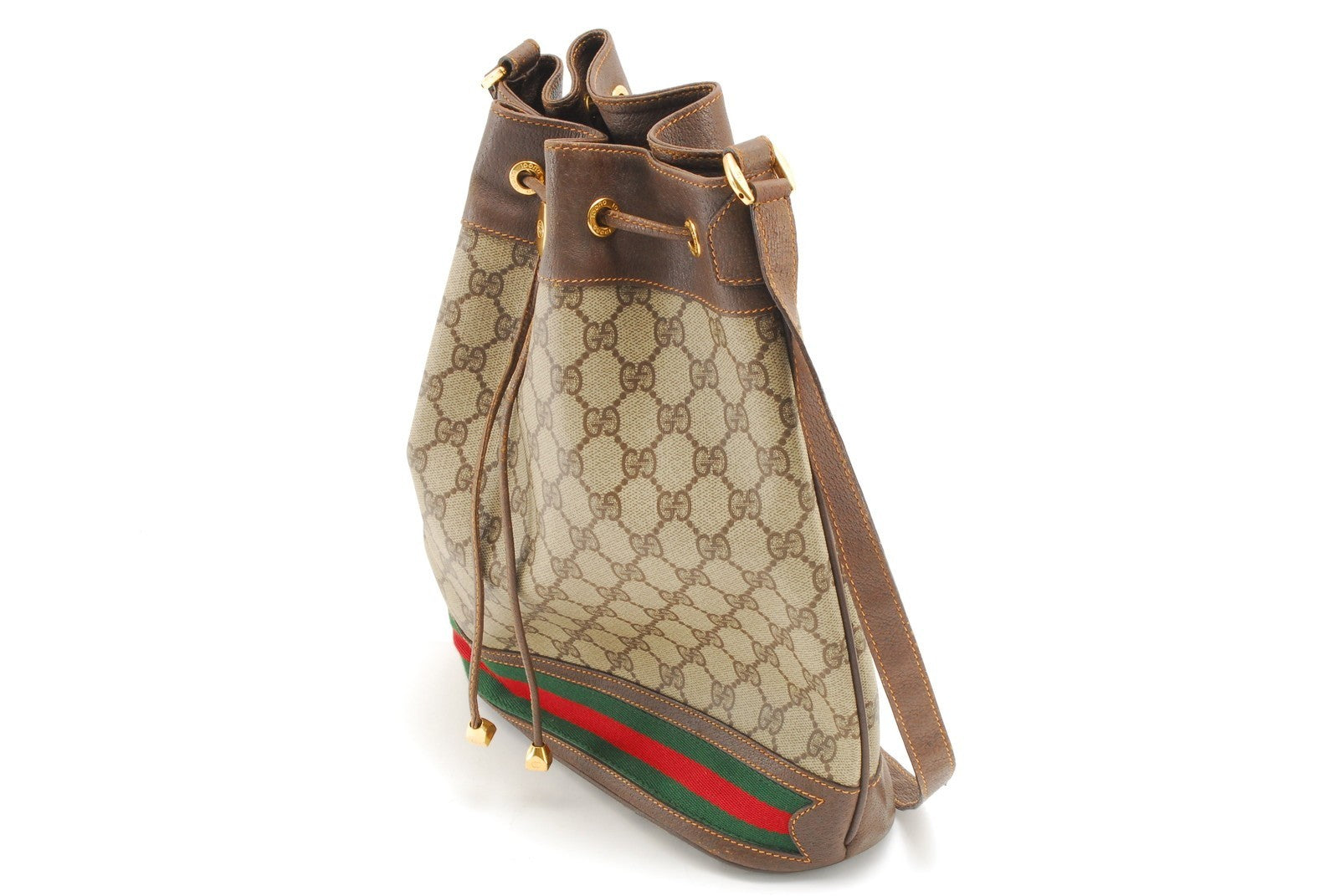 Gucci Vintage GG Sherry Line Shoulder Bag - Brown, PVC Leather