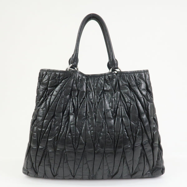 Miu Miu Matelasse 2Way Hand Bag - Black, Leather 