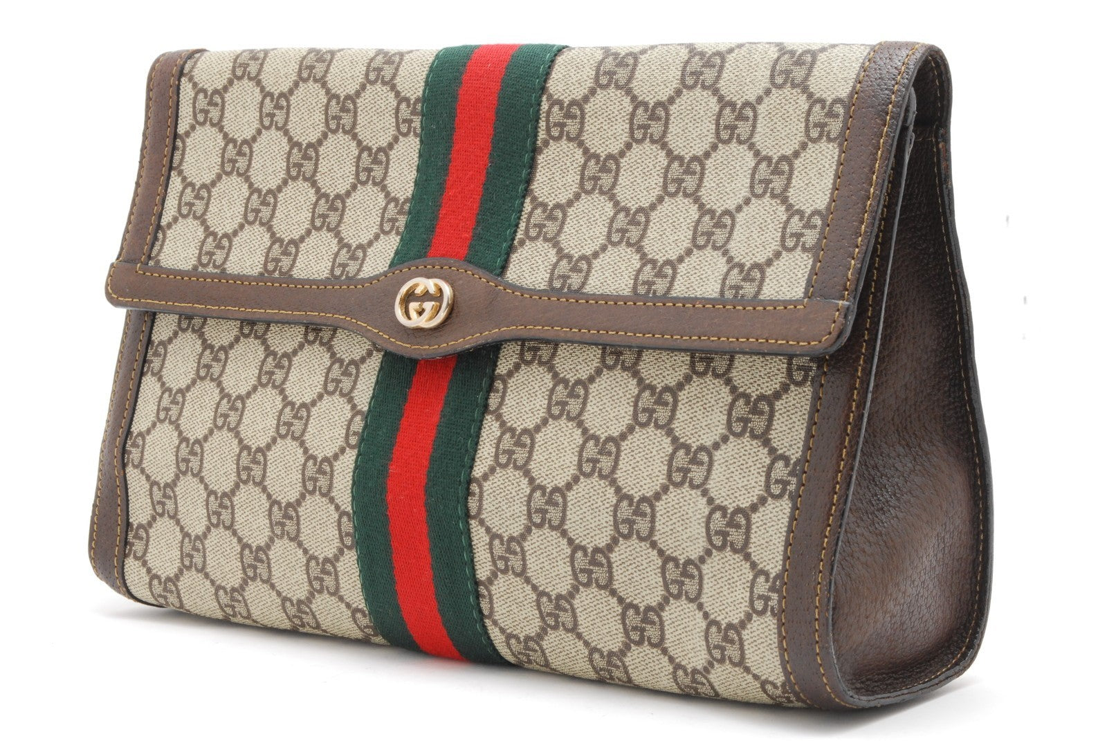 Gucci GG Supreme Web Clutch - Beige, PVC