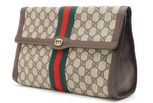 Gucci GG Supreme Web Clutch - Beige, PVC