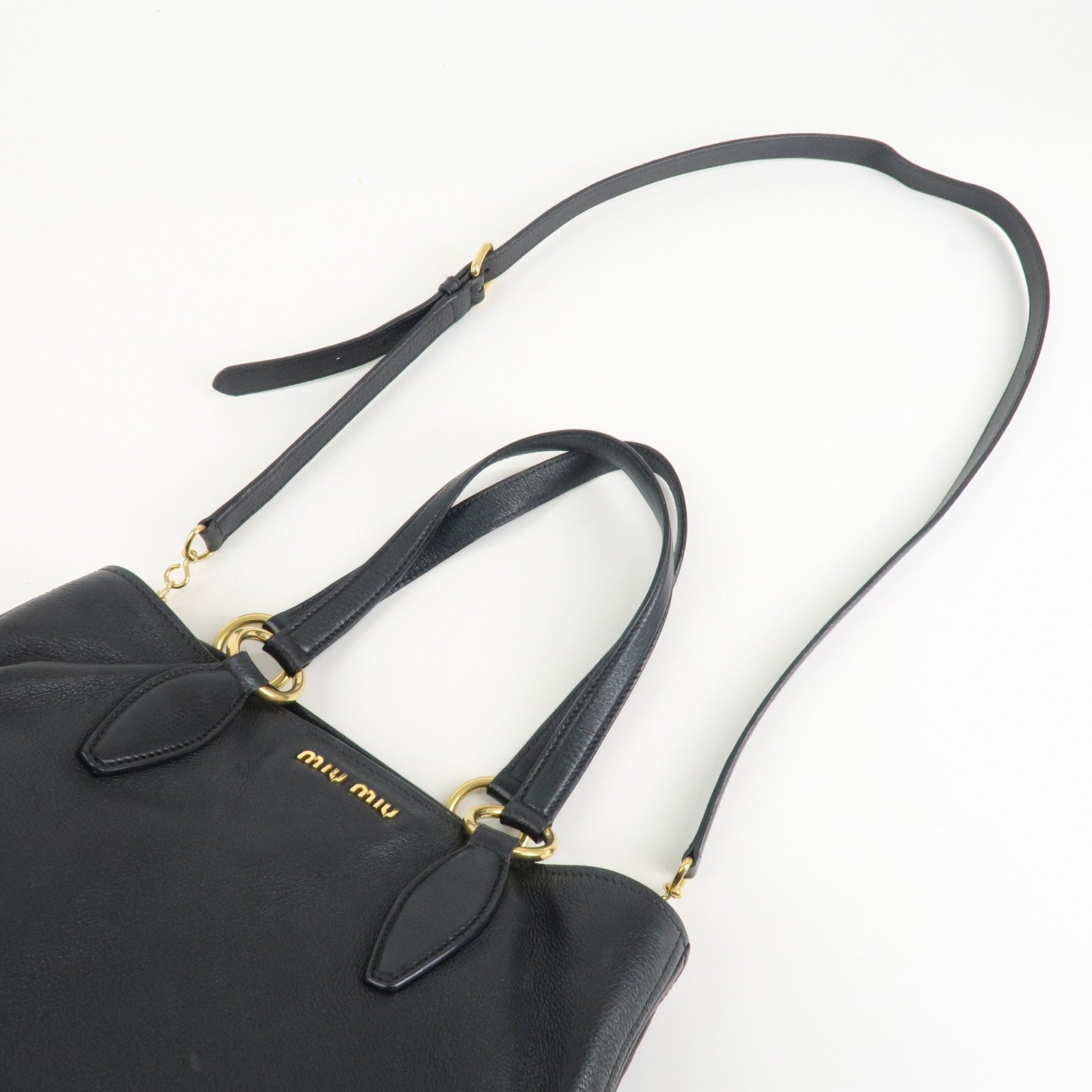 Miu Miu Logo 2Way Bag - Black, Leather 