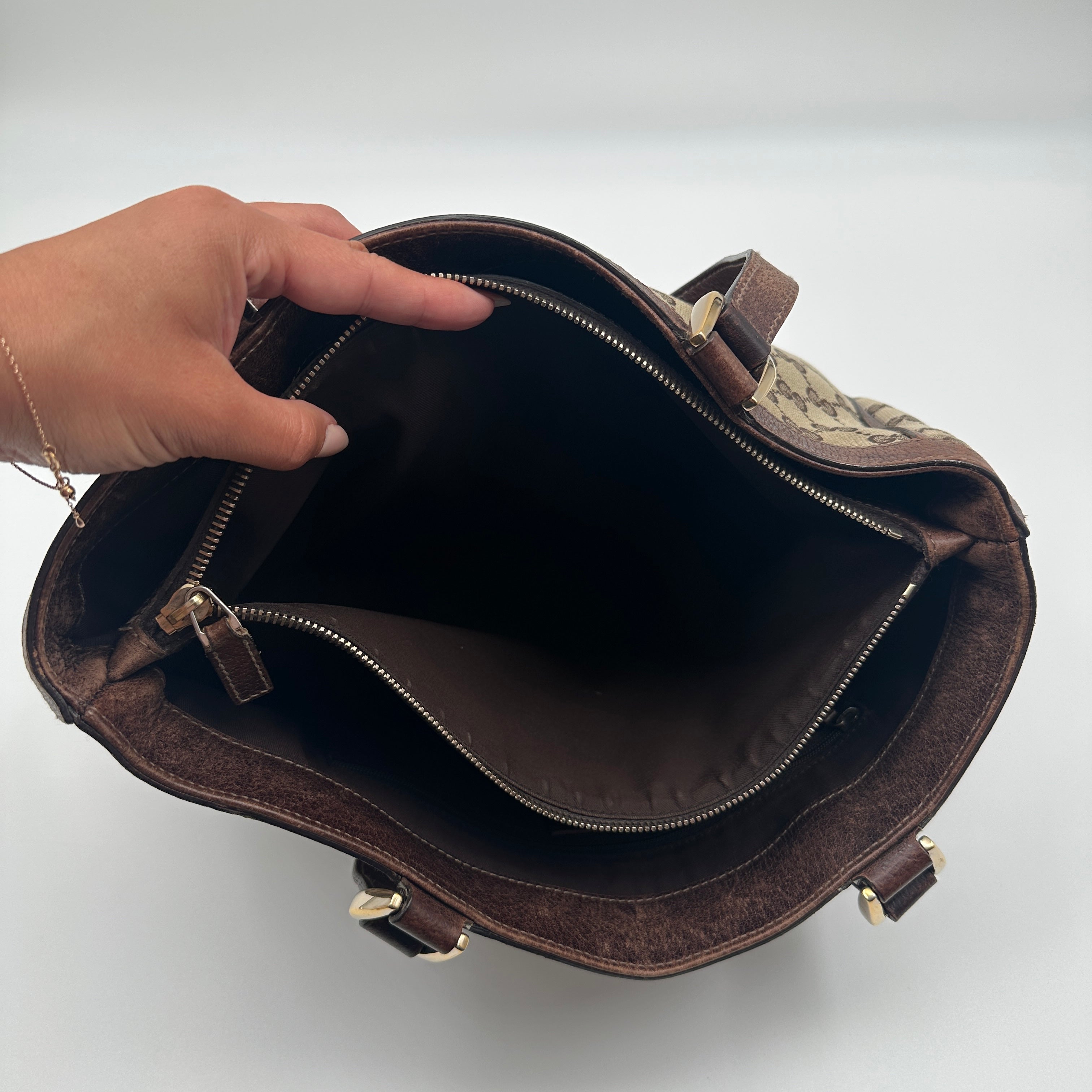 Gucci Brown GG Canvas and Leather Abbey Tote Bag