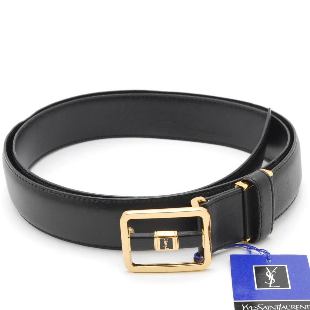 Saint Laurent Black Leather Belt
