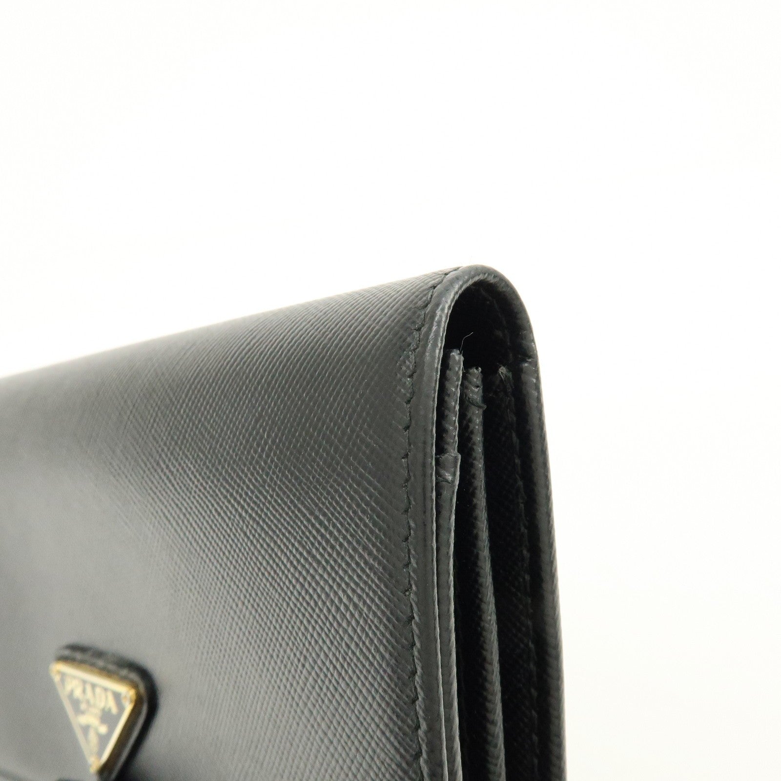 Prada Triangle Logo Wallet - Black, Saffiano Leather