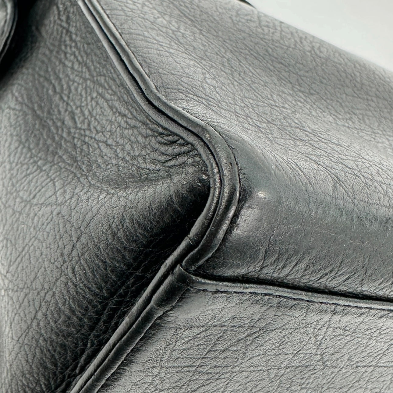 Yves Saint Laurent Hand Tote Stitch Bag Leather Black Vintage