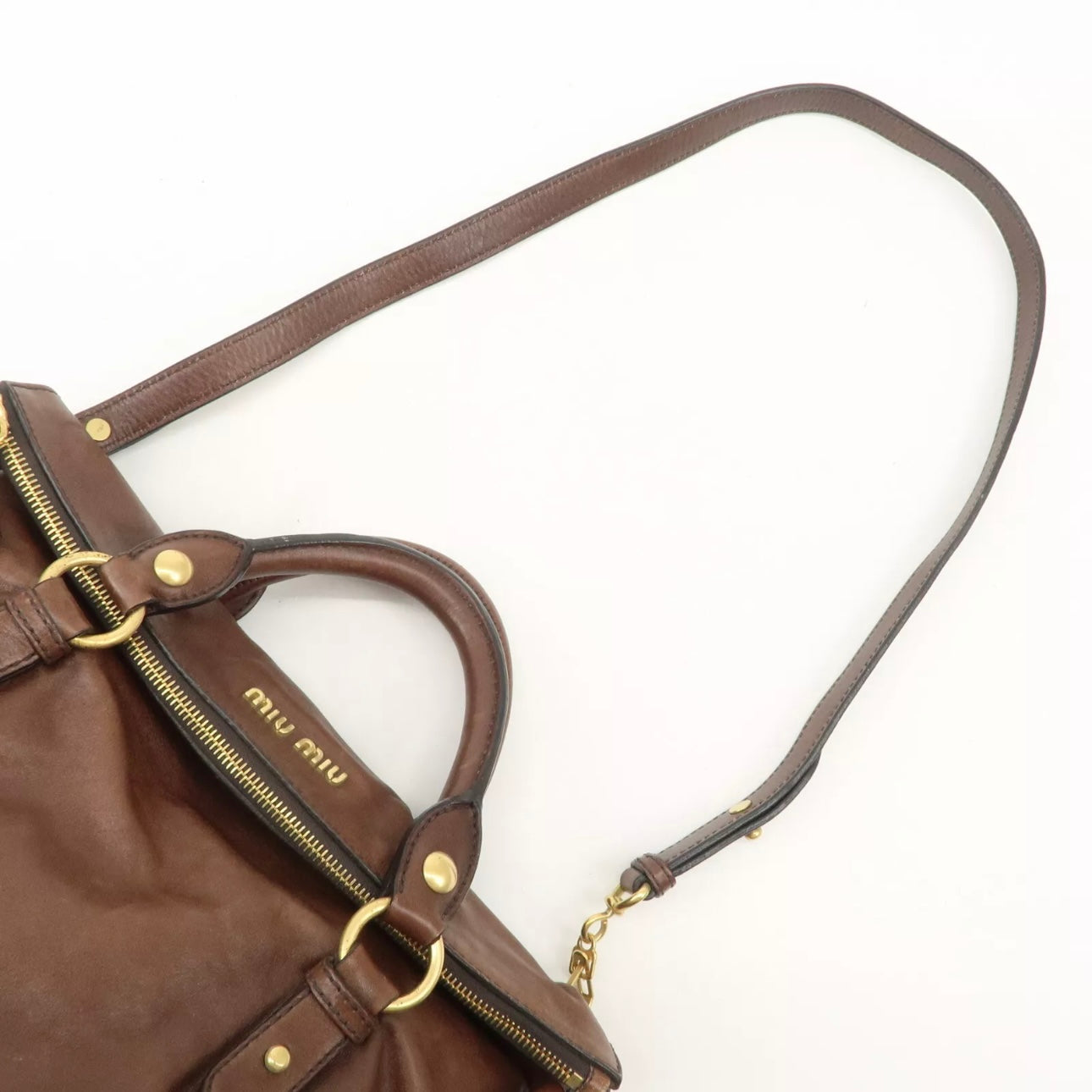 MIU MIU Leather Shoulder Bag Brown