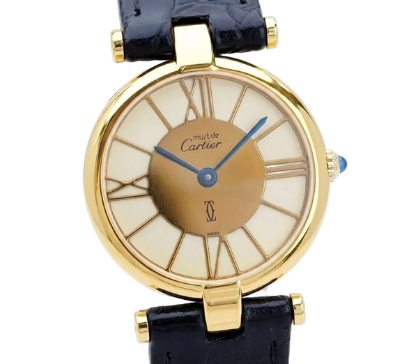 Cartier Vendome Wristwatch - Gold, White Dial, Leather