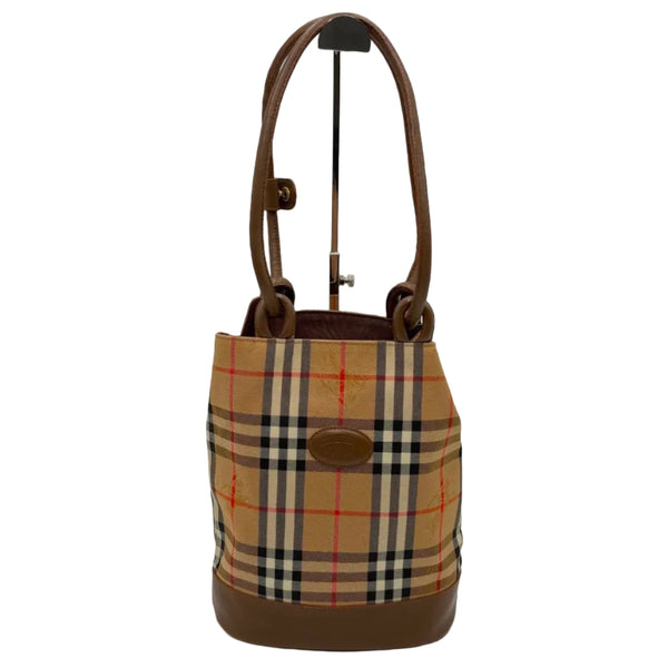 Burberry Nova Check Tote Hand Bag - Brown Beige, Leather