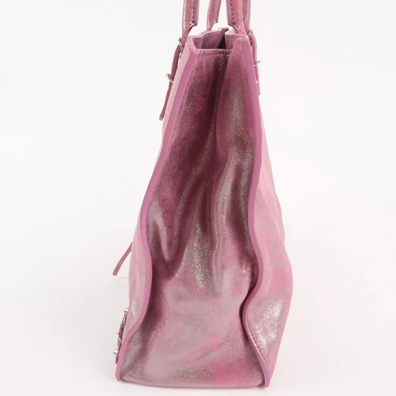 The Paper Leather Tote Bag Metallic Pink